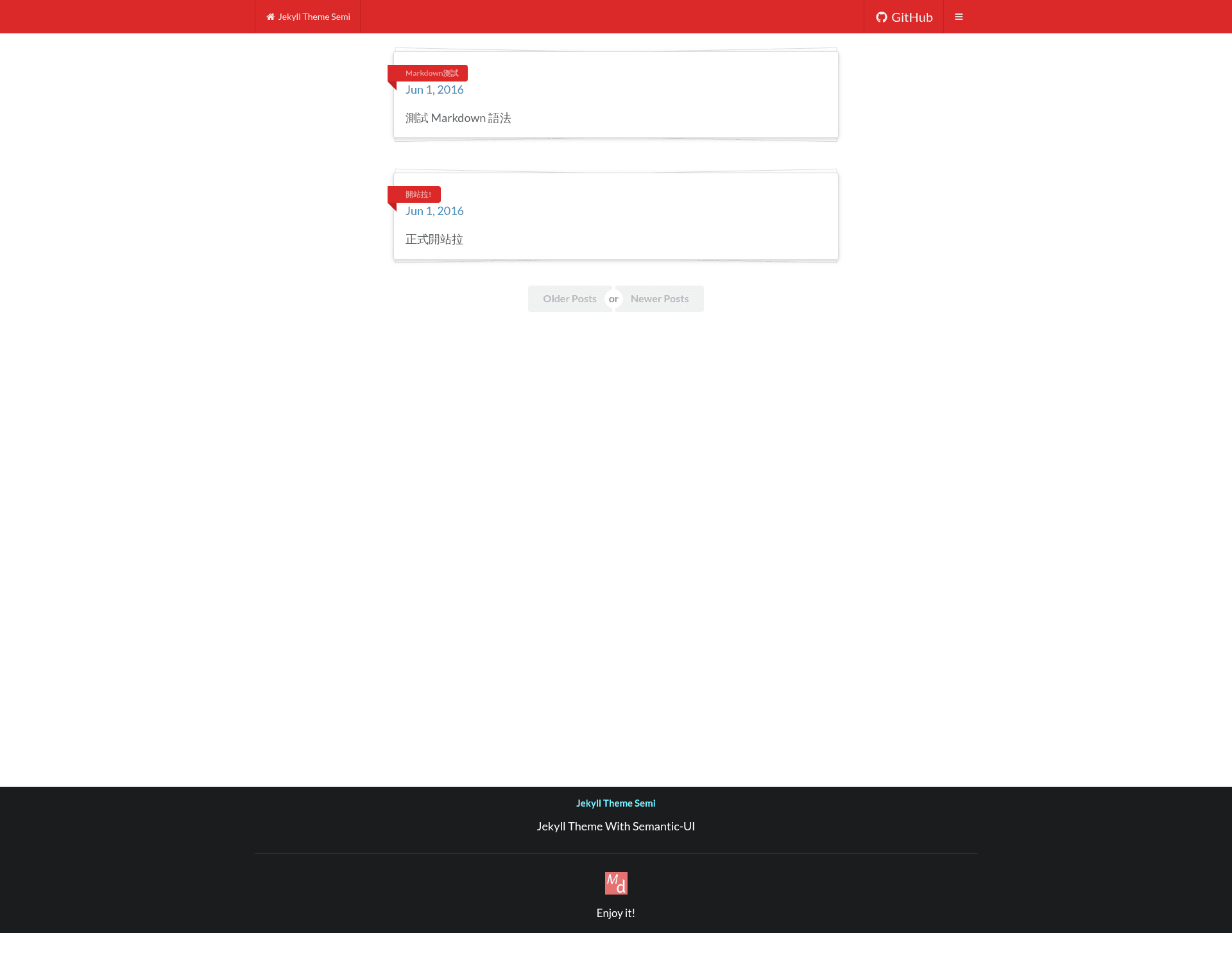 screenshot of Theme Jekyll Semi on template0.com