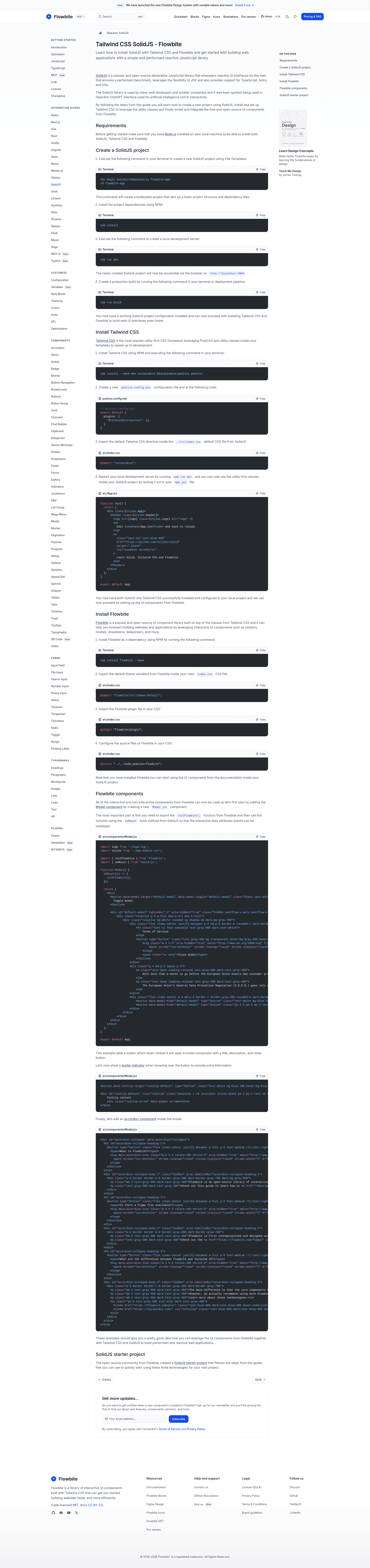 screenshot of SolidJS Tailwind Starter on template0.com
