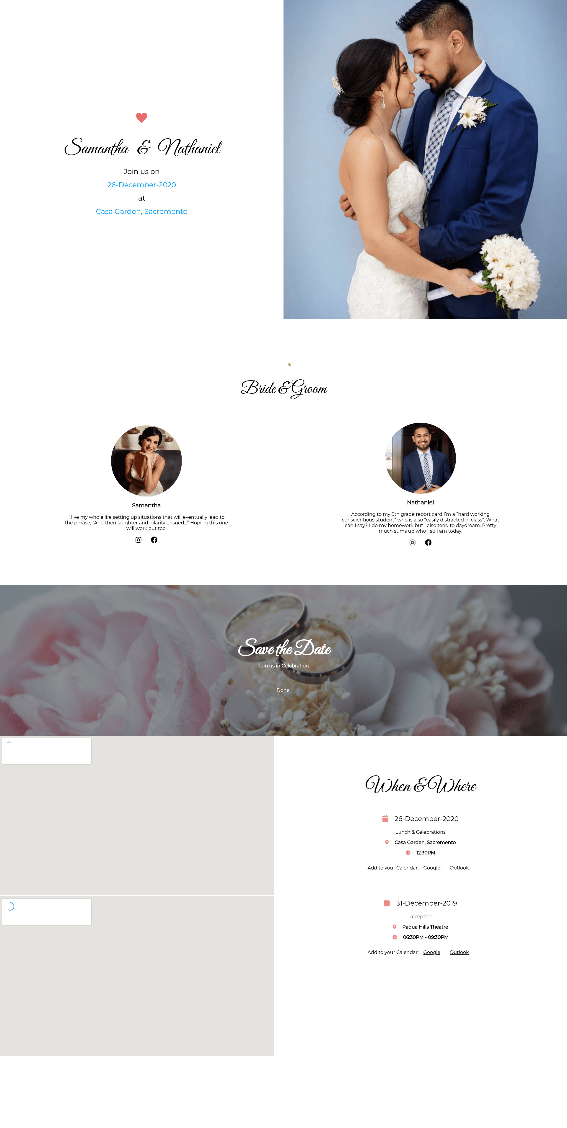 screenshot of Gatsby Wedding Theme on template0.com