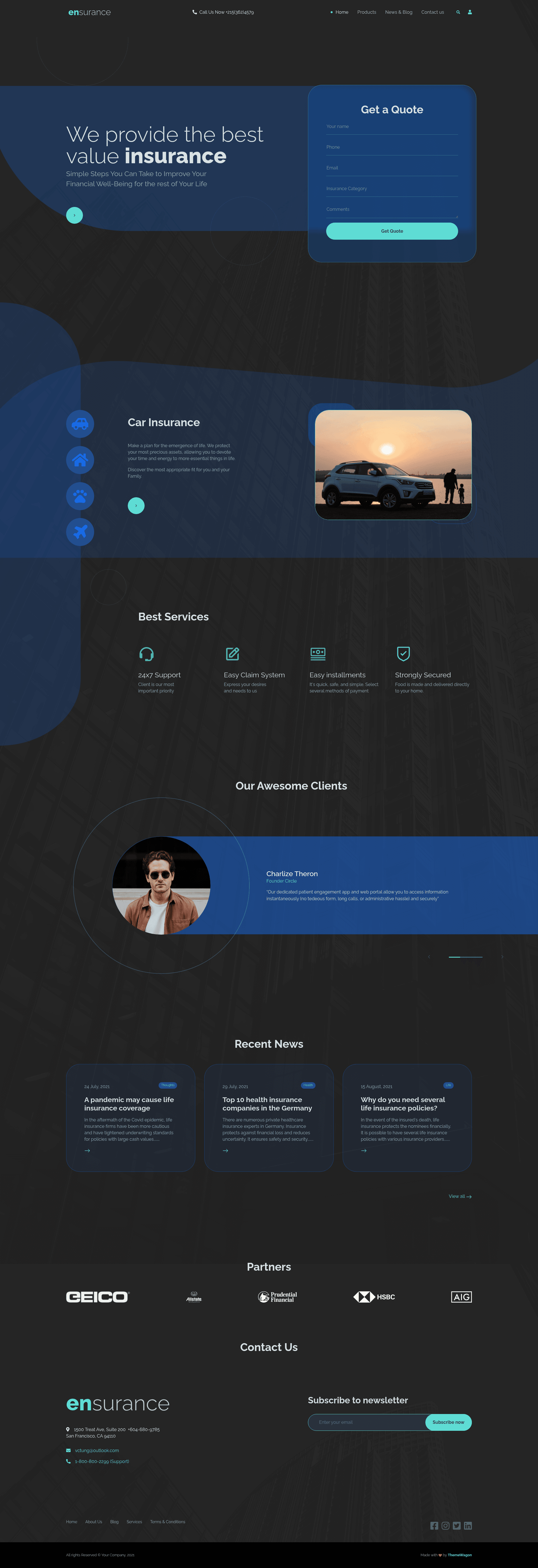 screenshot of Ensurance on template0.com