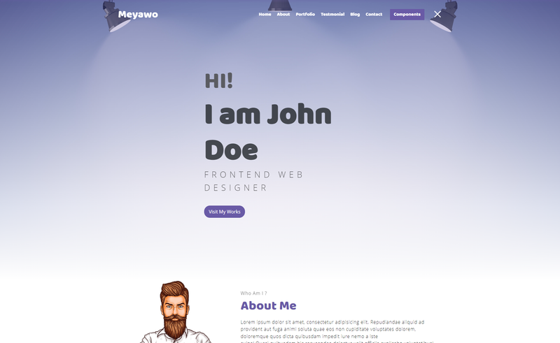 Image for Meyawo - Free Bootstrap Portfolio Website Template on template0.com