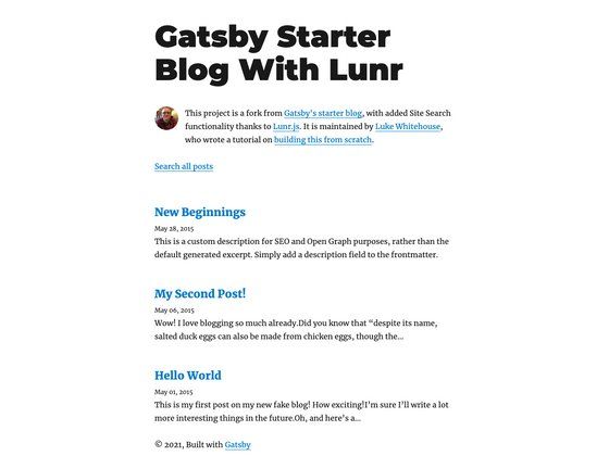 Image for Gatsby Blog With Lunr on template0.com Image for Gatsby Blog With Lunr on template0.com