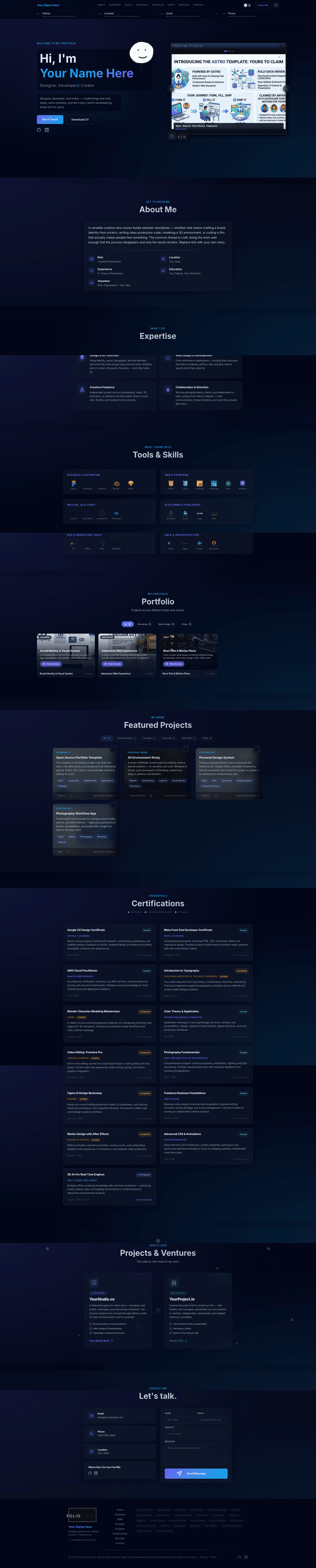 screenshot of astro-portfolio-theme on template0.com