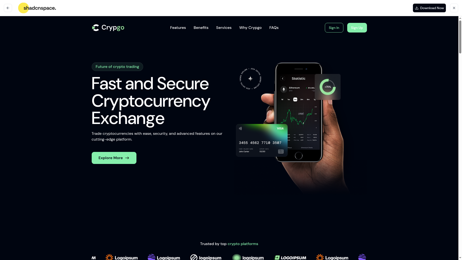 screenshot of Crypgo on template0.com