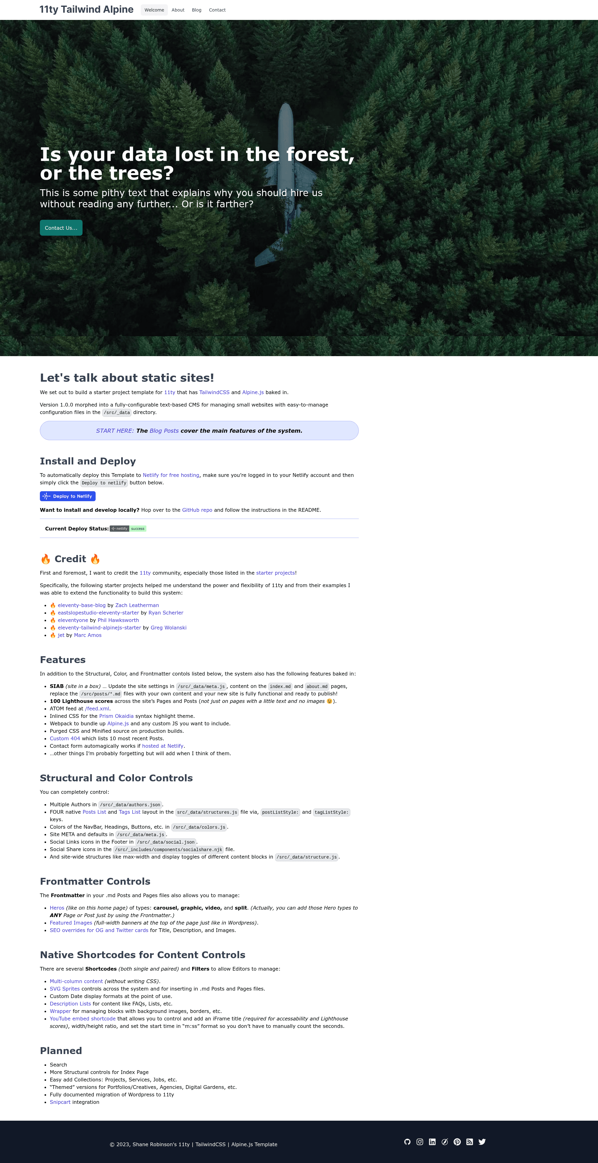 screenshot of 11TA Template on template0.com