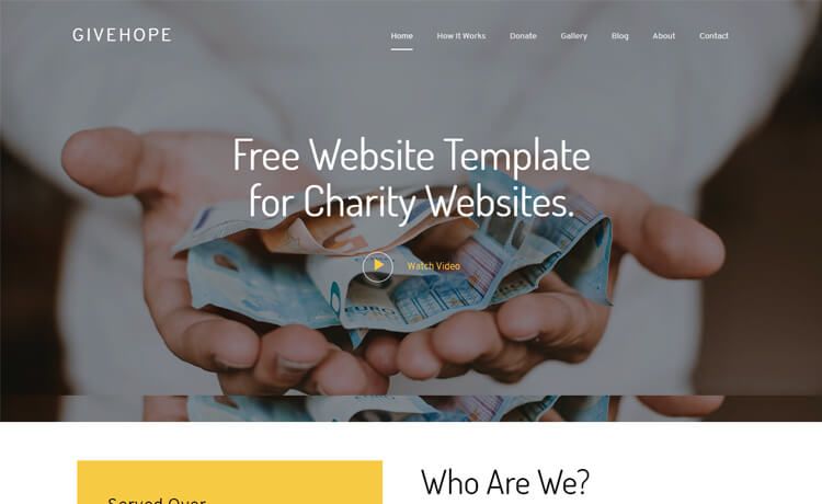 Image for GiveHope – Free Bootstrap 4 HTML5 Charity Website Template on template0.com
