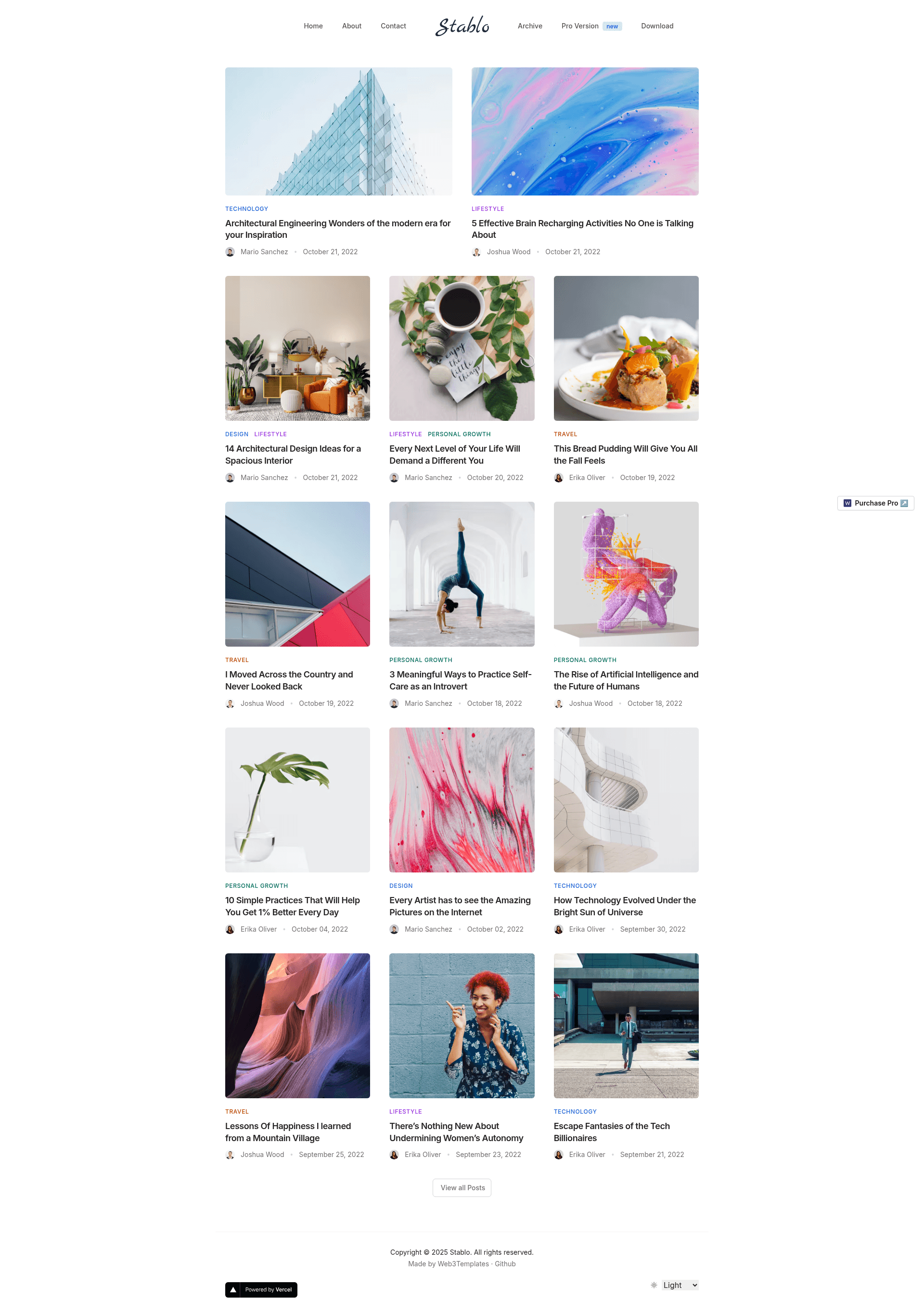 screenshot of Stablo – Minimal Blog Template on template0.com