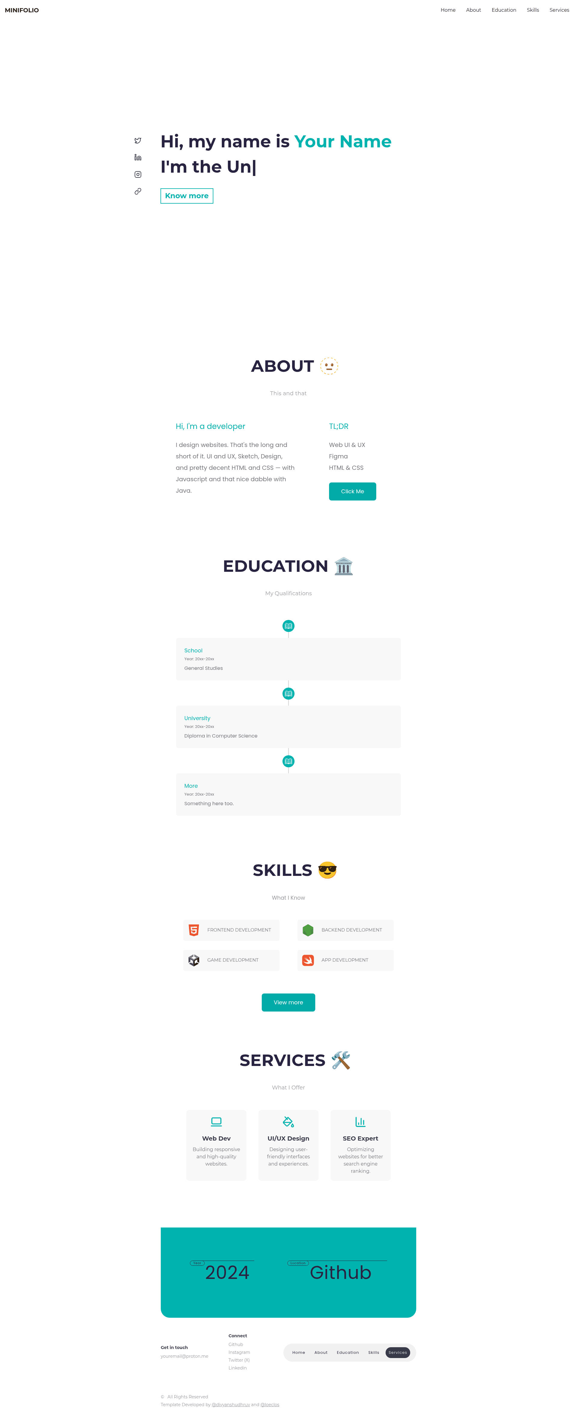 screenshot of Minifolio on template0.com