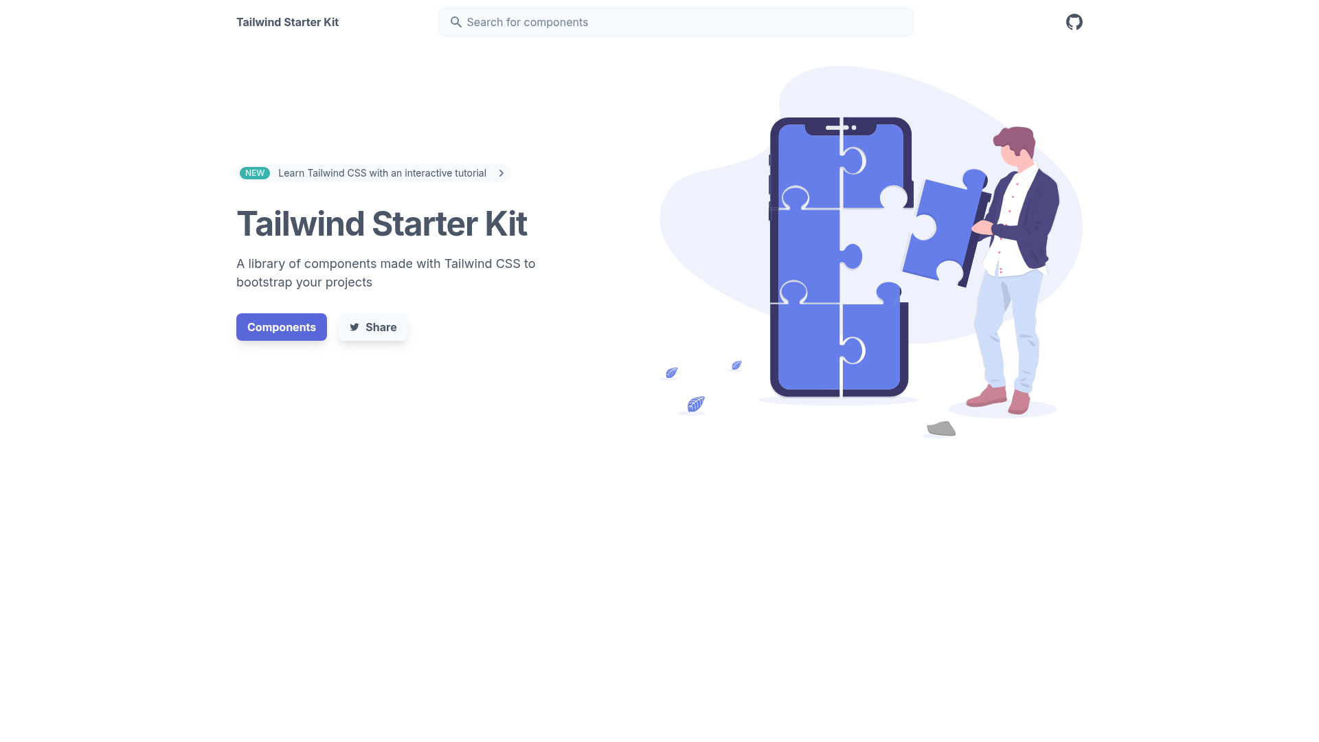 screenshot of Tailwind Starter Kit on template0.com