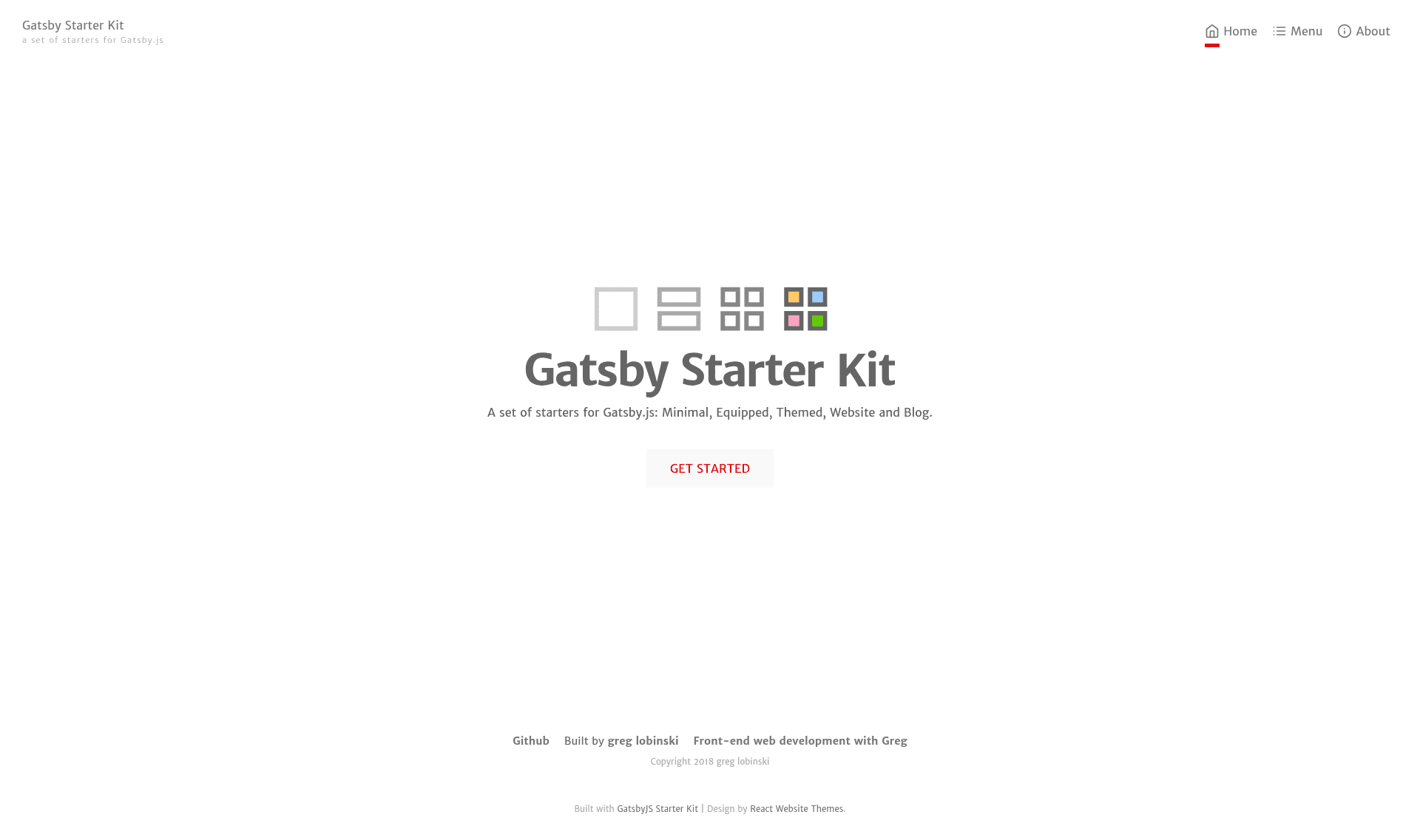 screenshot of Gatsby Starter Kit on template0.com