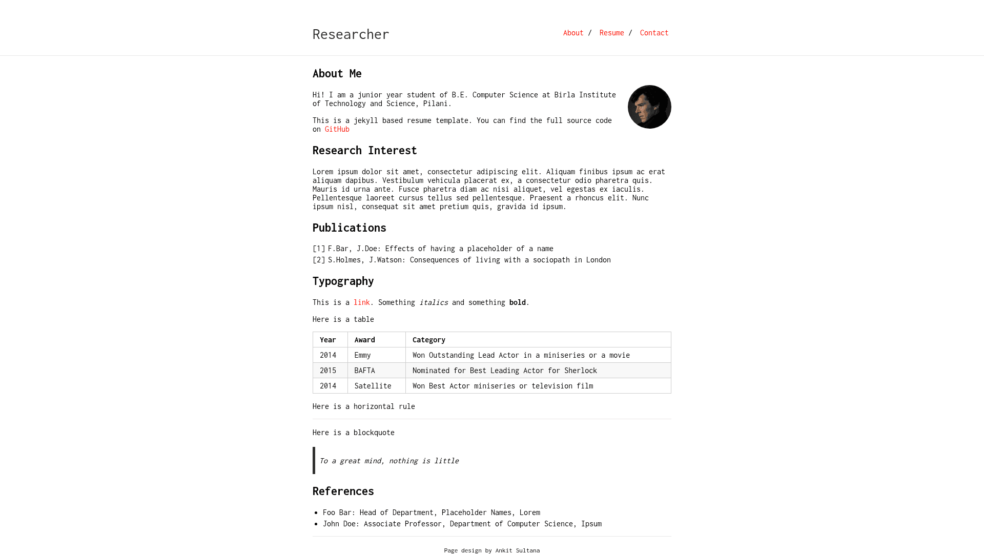 screenshot of Researcher on template0.com