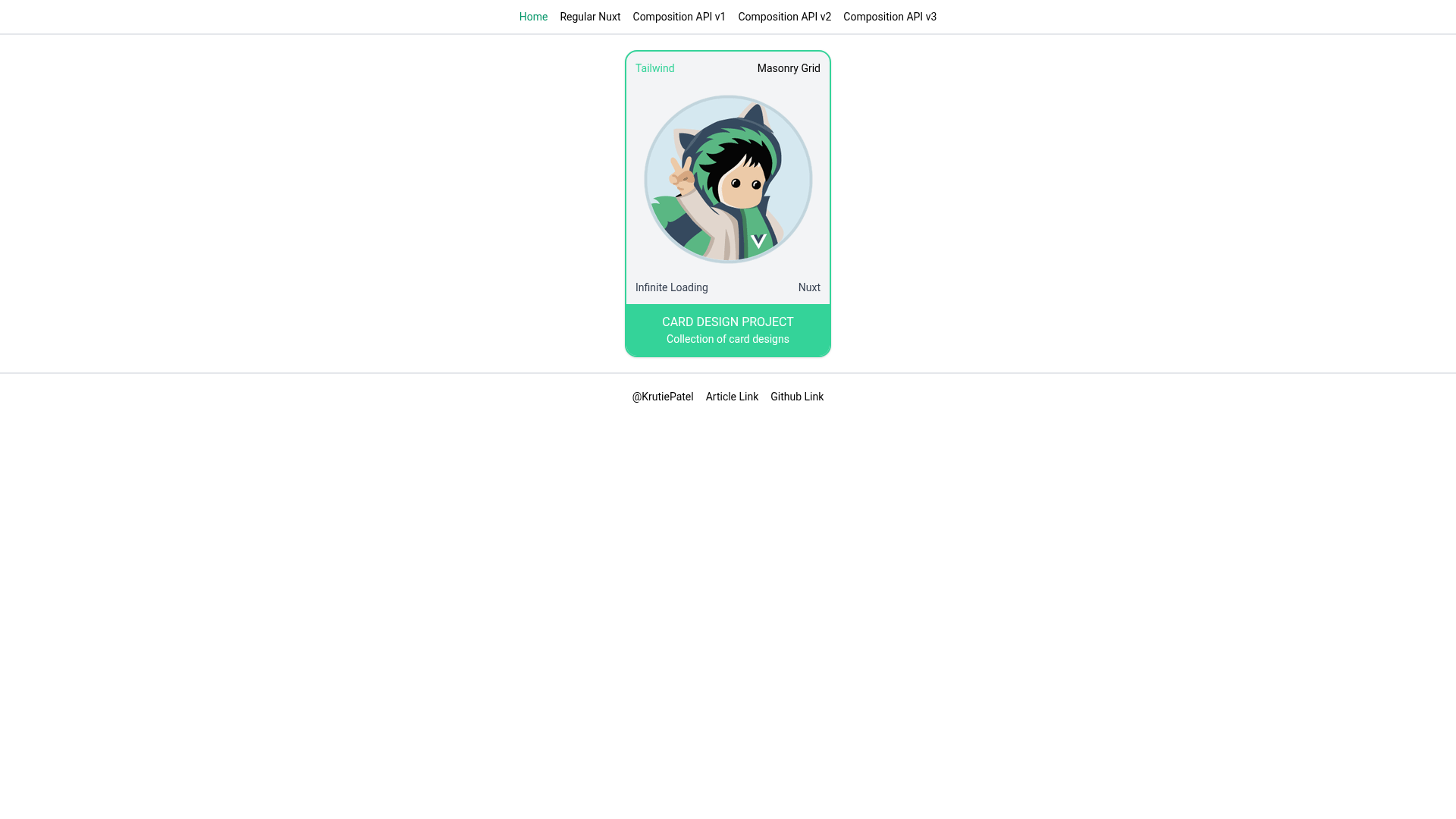 screenshot of Infinite Masonry Grid with Nuxt on template0.com