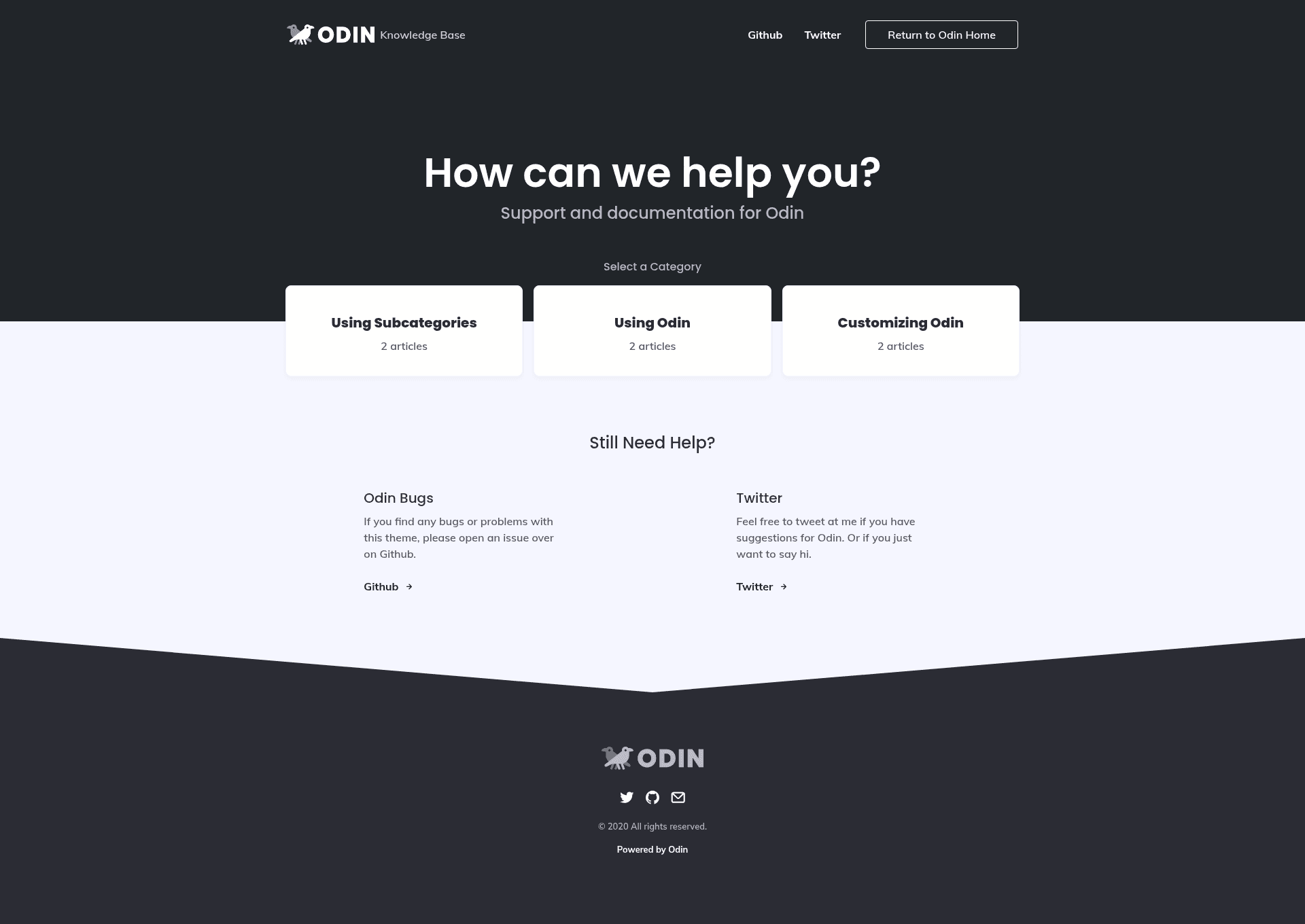 screenshot of Odin on template0.com