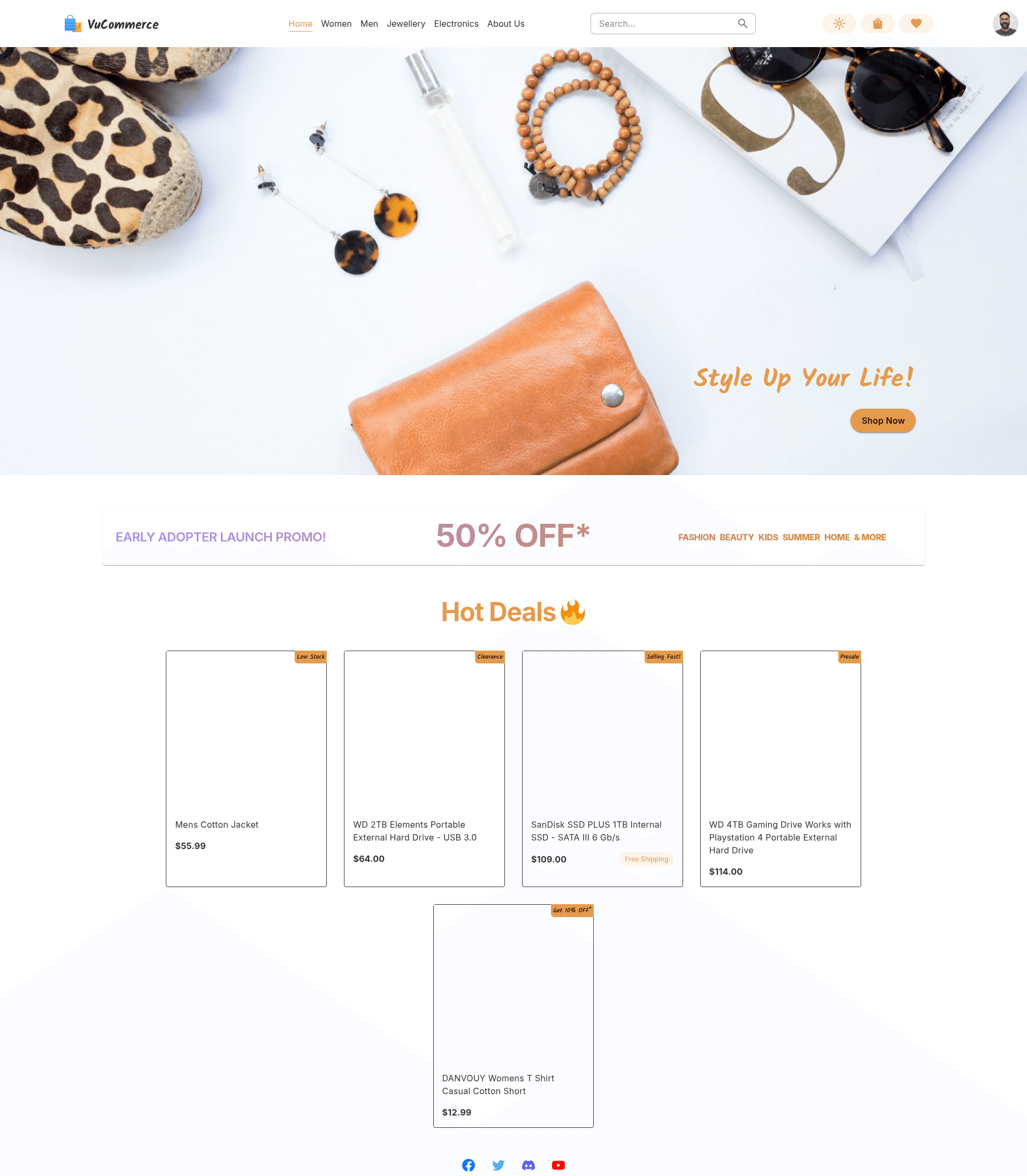 screenshot of VuCommerce Store on template0.com