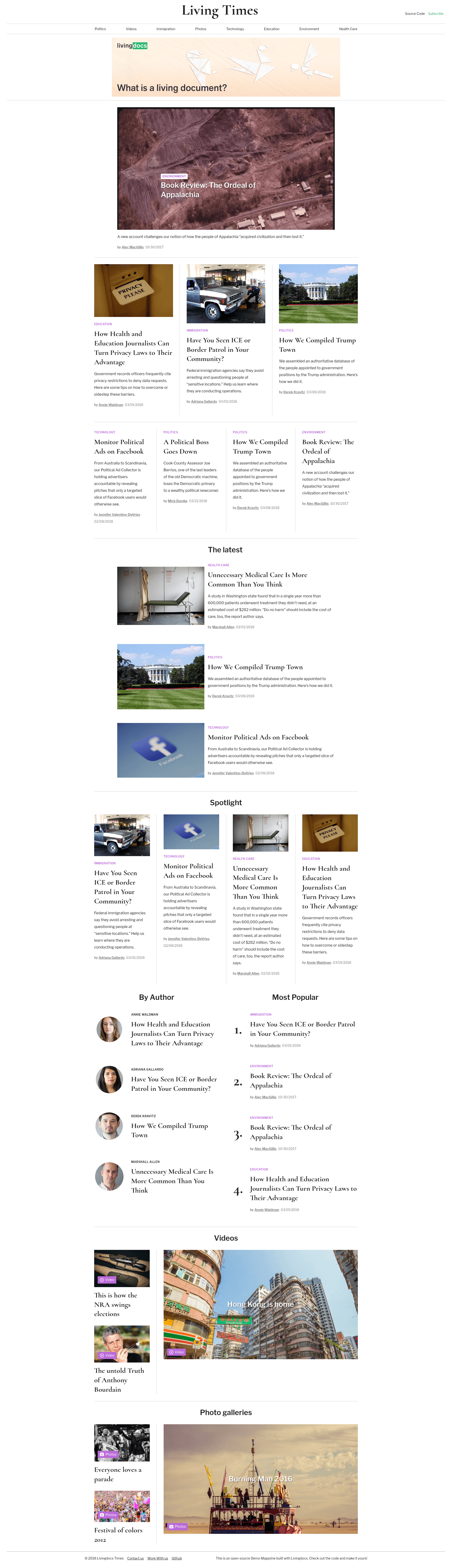 screenshot of Gatsby Magazine Example on template0.com