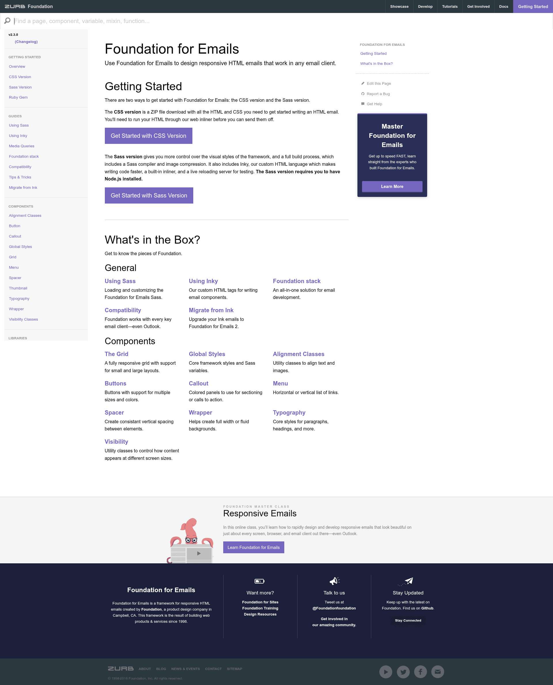 screenshot of Foundation for Emails on template0.com