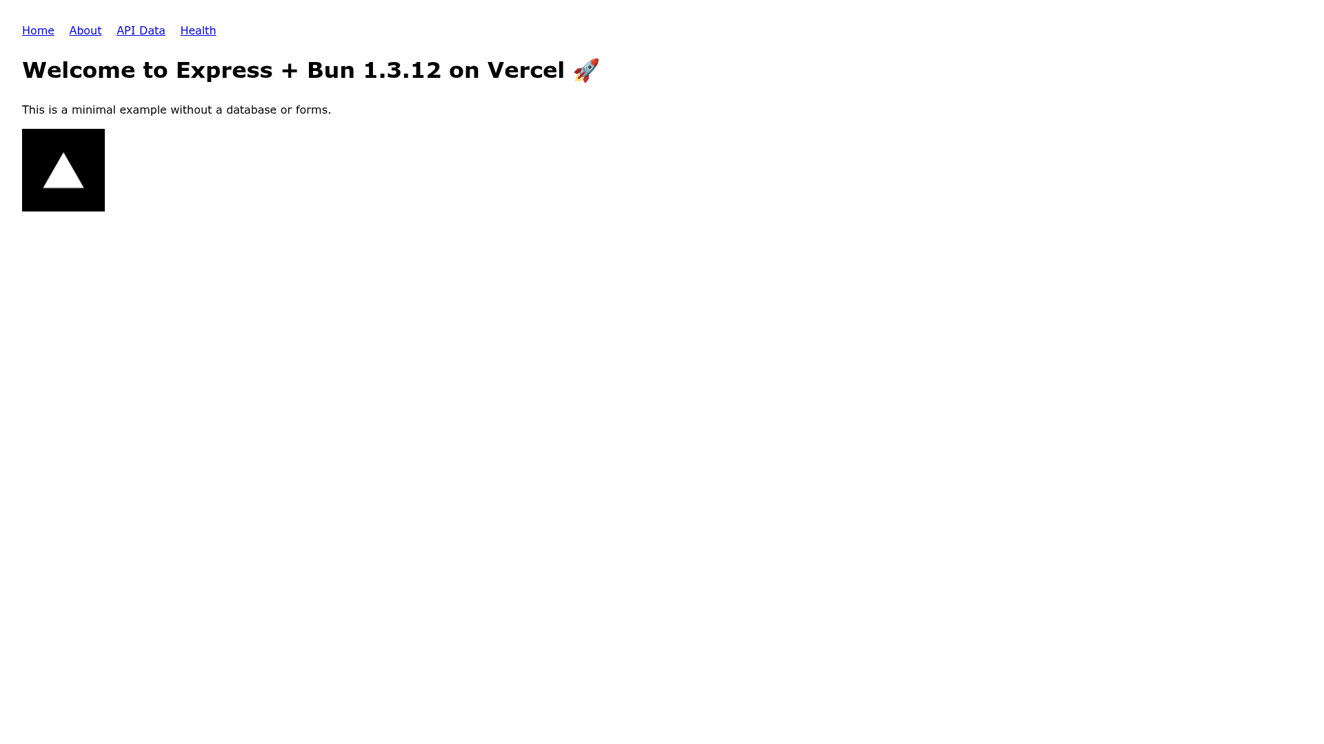 screenshot of Express on Bun on template0.com