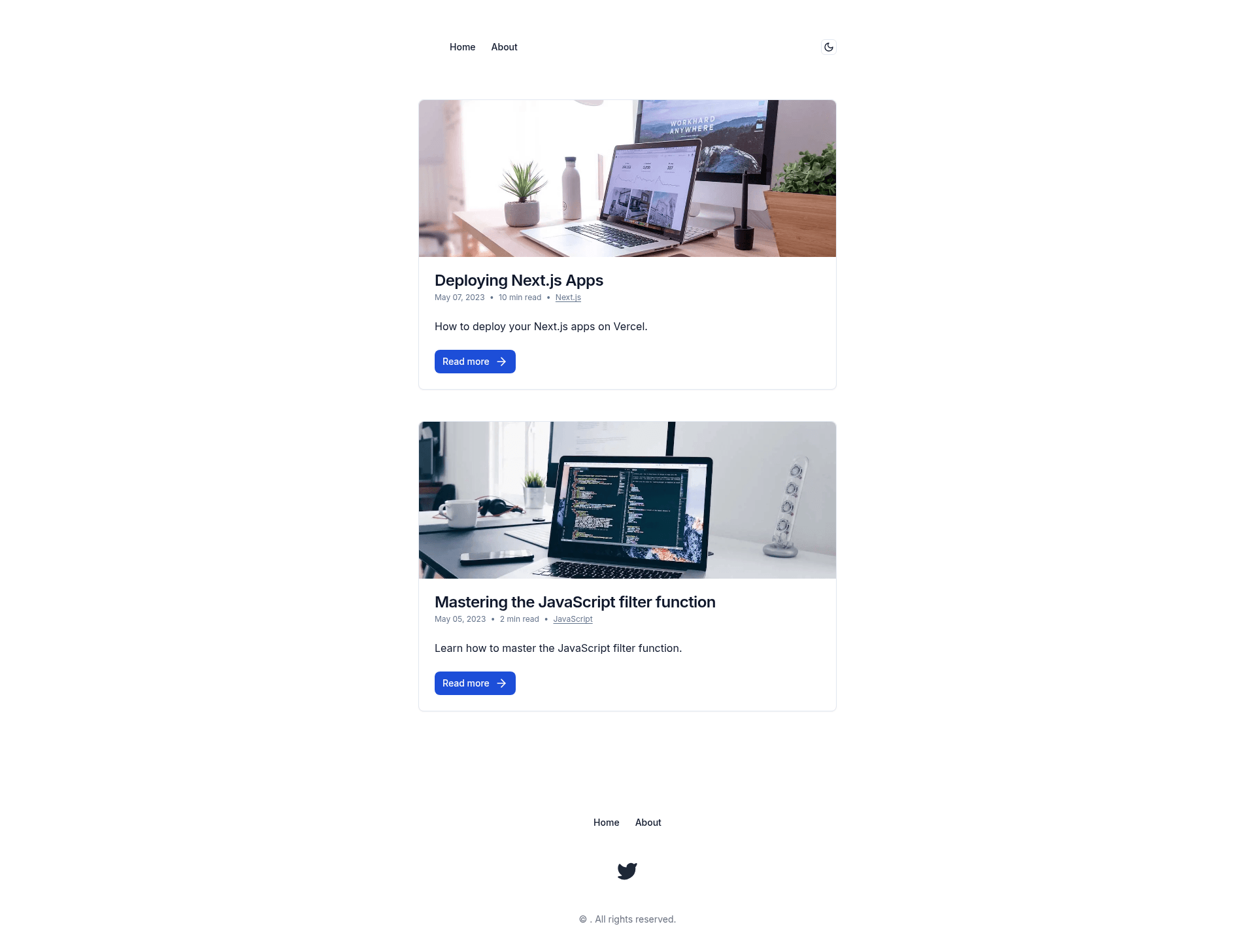 screenshot of Next App Router Blog on template0.com