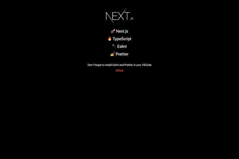 Image for Next.js TypeScript ESLint Prettier Template on template0.com