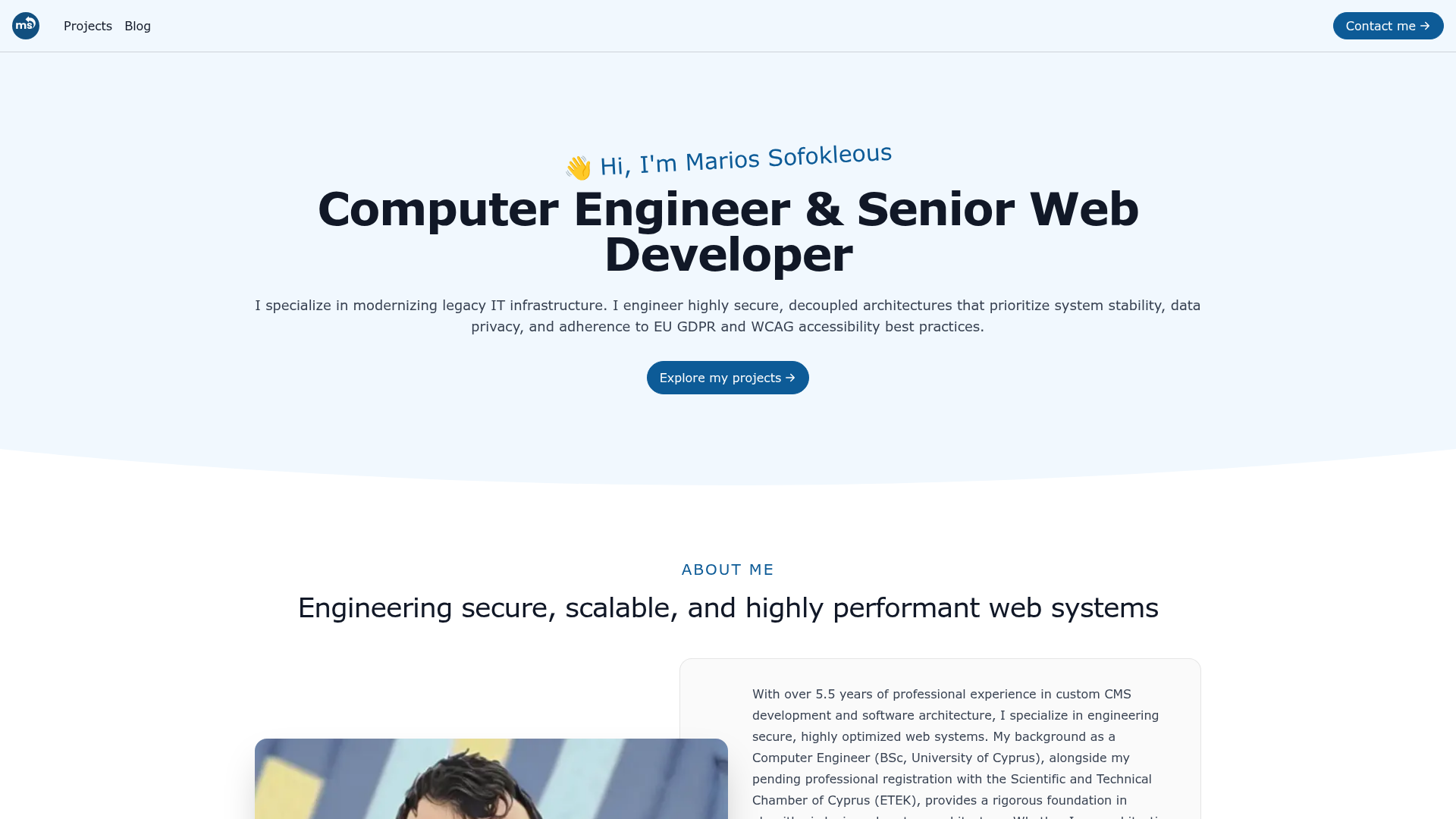 Next.js, Strapi Portfolio Starter preview