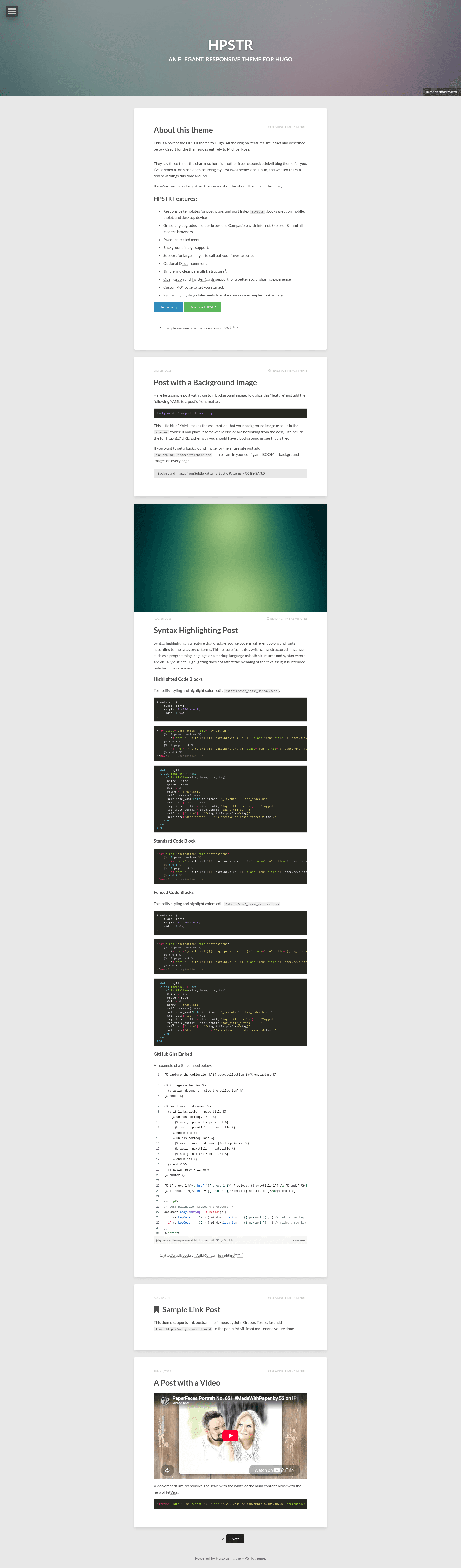 screenshot of HPSTR on template0.com