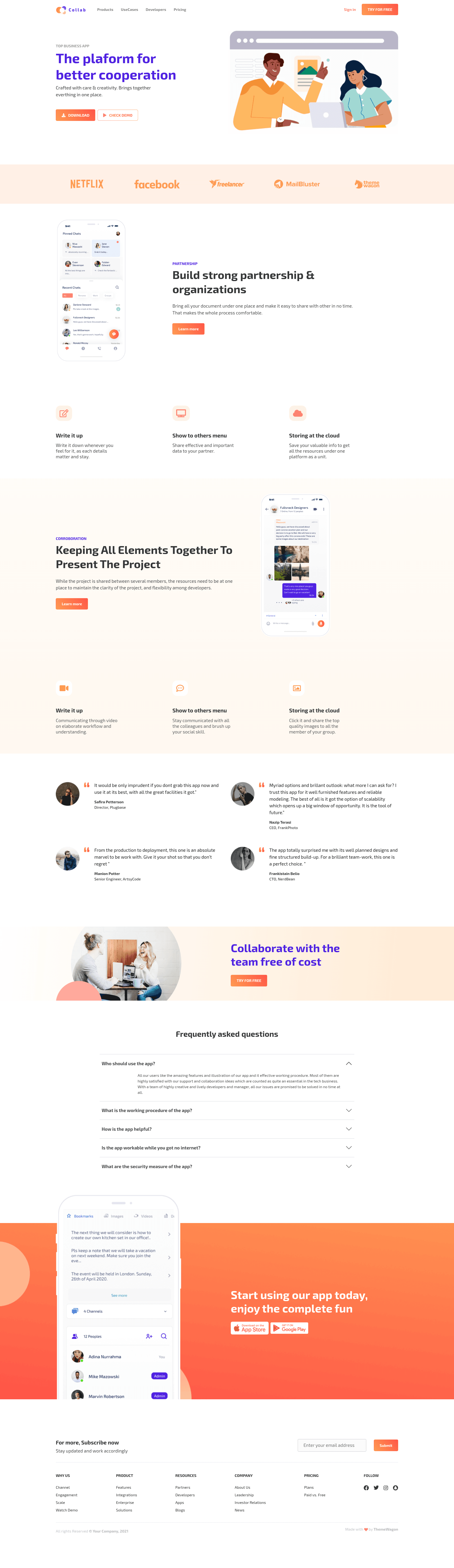 screenshot of Collab on template0.com