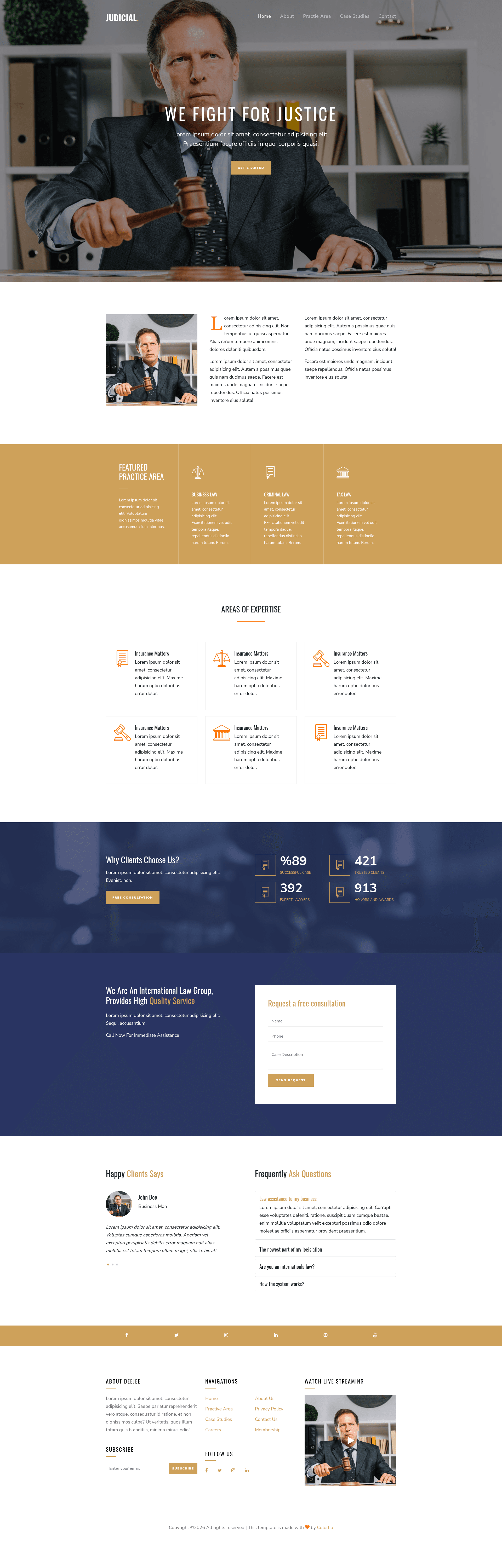 screenshot of Judicial - Free Bootstrap 4 Law Firm Template on template0.com