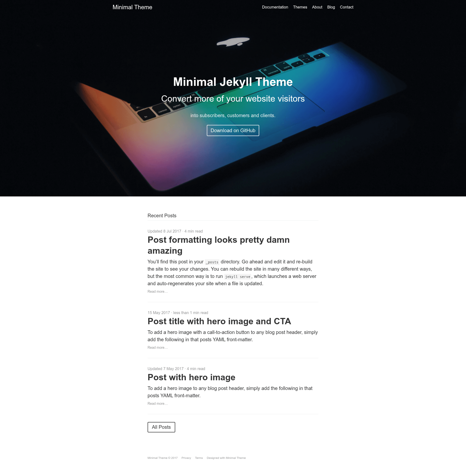 screenshot of minimal-jekyll-theme on template0.com
