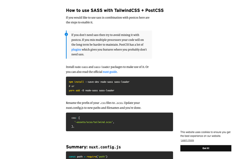 Image for TailwindCSS + Nuxt.js + PostCSS Starter on template0.com