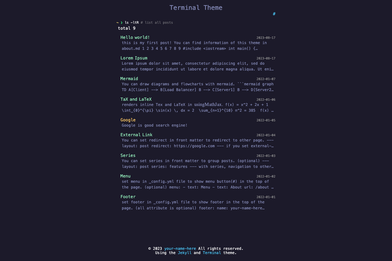 Image for Jekyll Terminal Theme on template0.com Image for Jekyll Terminal Theme on template0.com