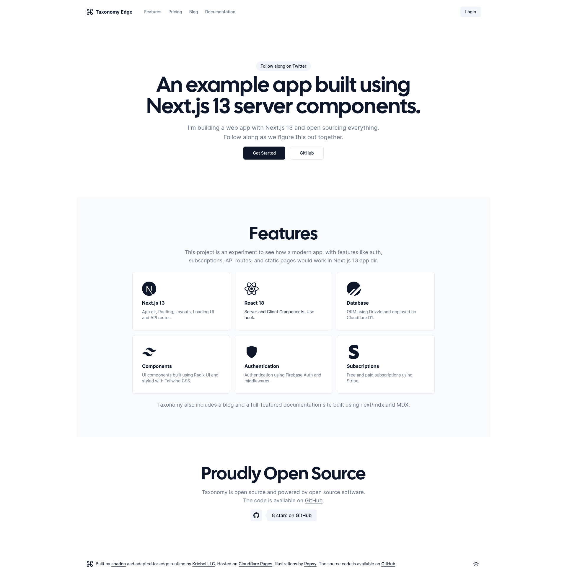 screenshot of Taxonomy at the Edge on template0.com