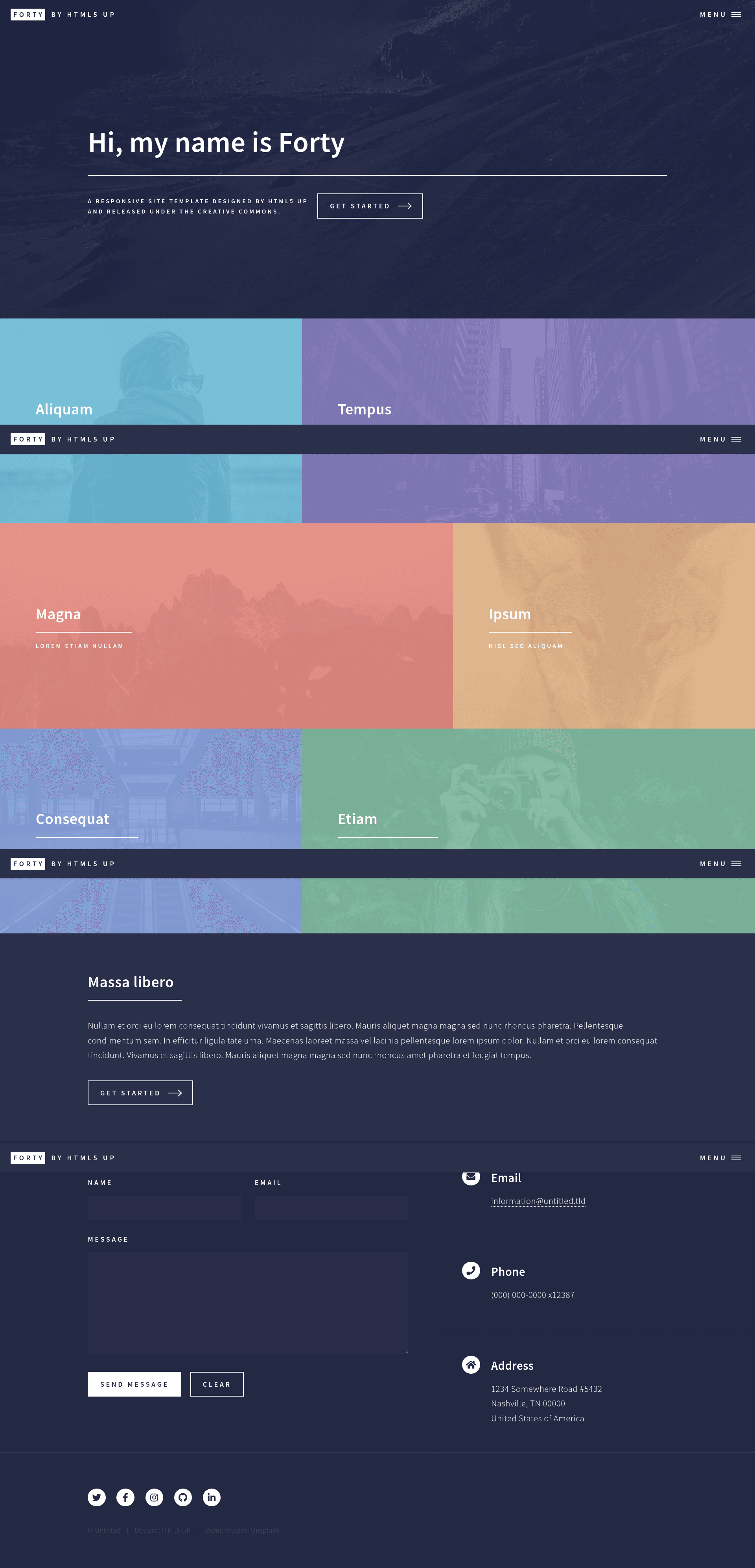 screenshot of Forty on template0.com
