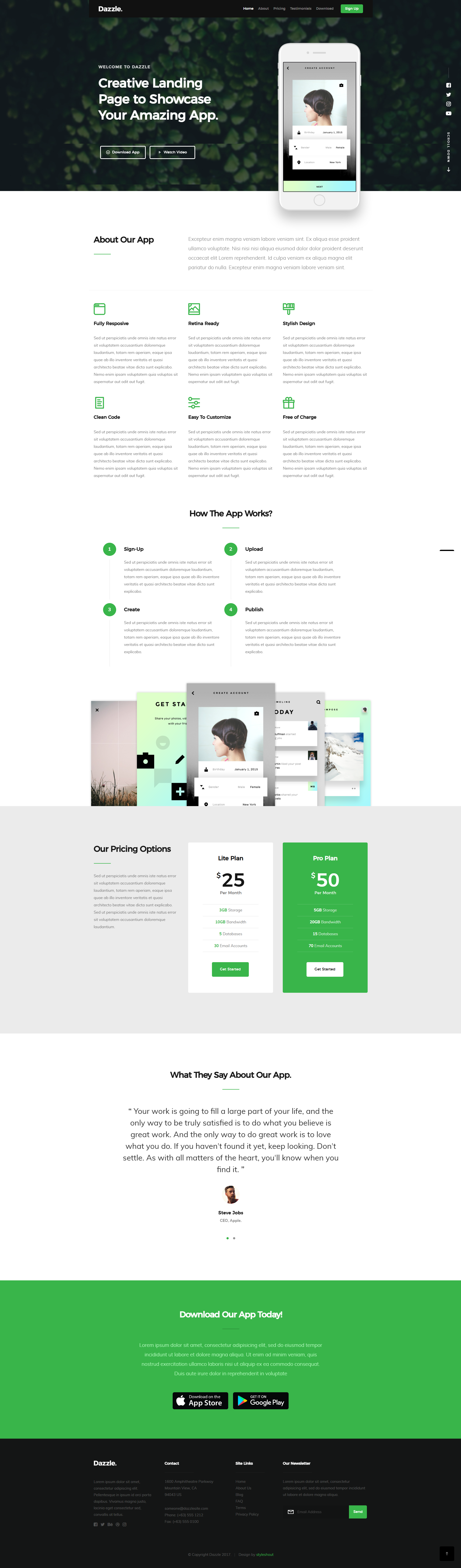 Image for Dazzle(landing page html template) on template0.com