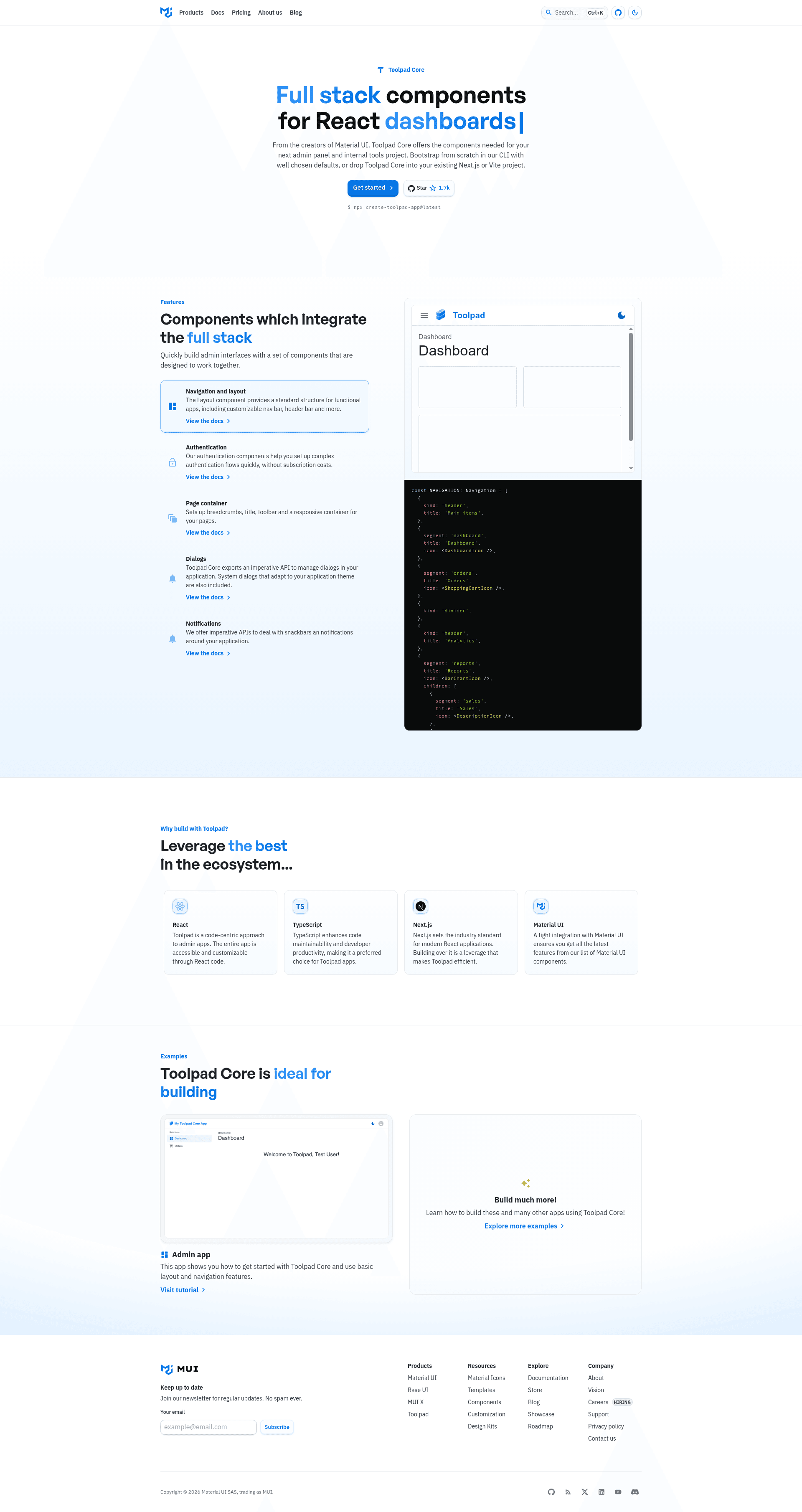 screenshot of Toolpad on template0.com