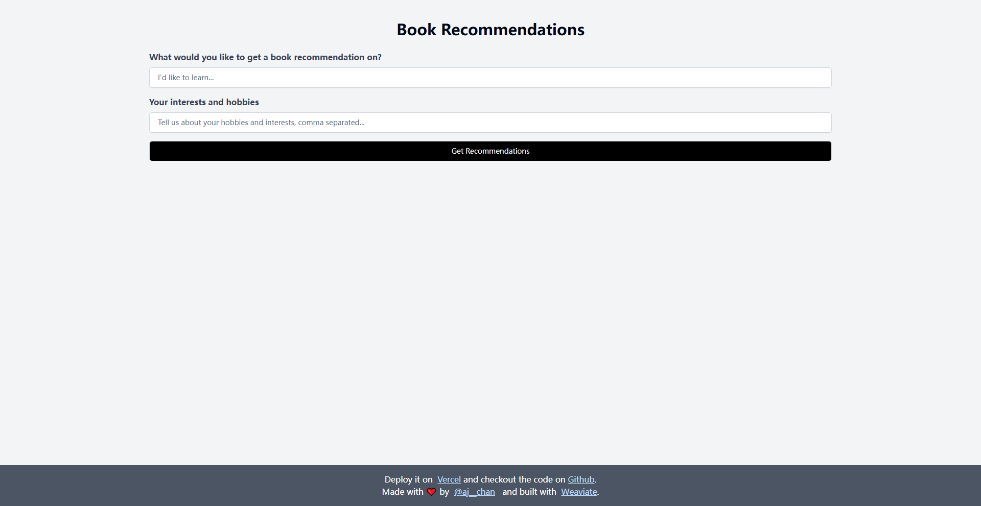 BookRecs preview