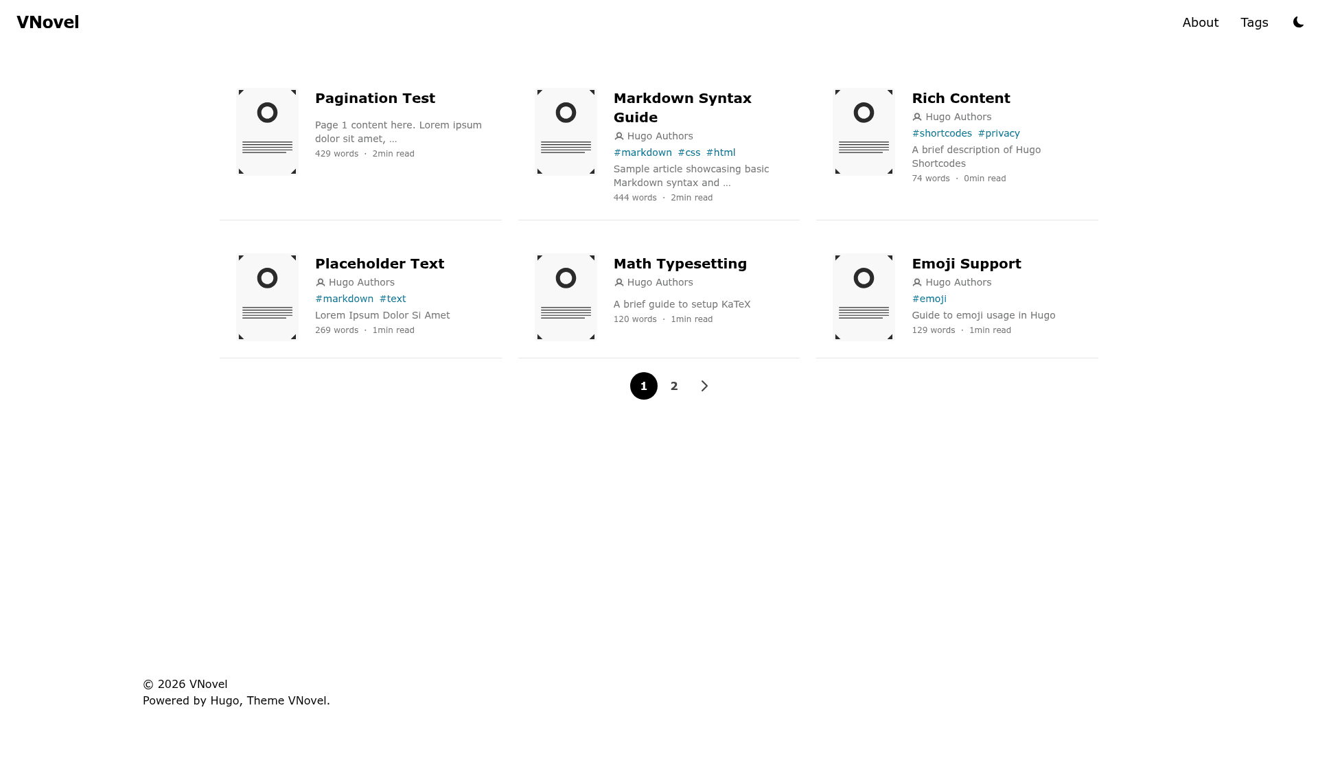 screenshot of VNovel on template0.com