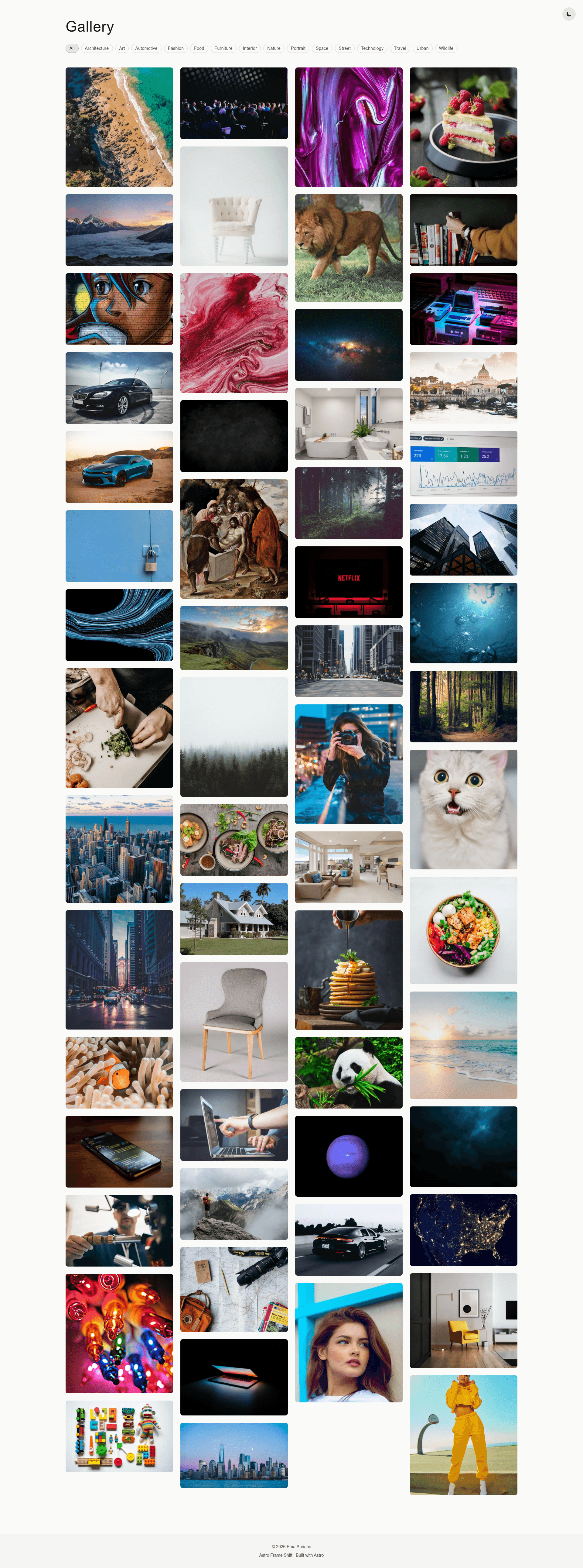 screenshot of Astro Frame Shift on template0.com