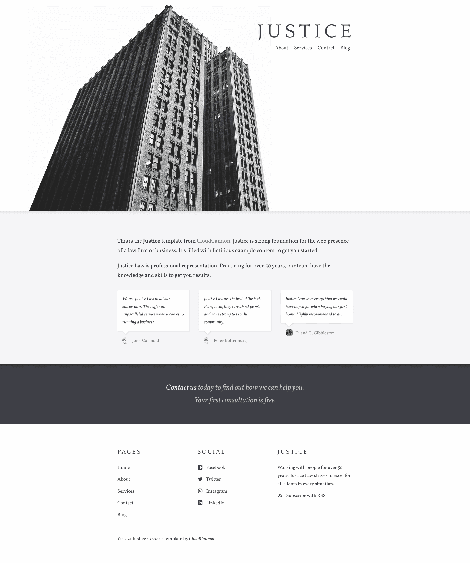 screenshot of Justice on template0.com