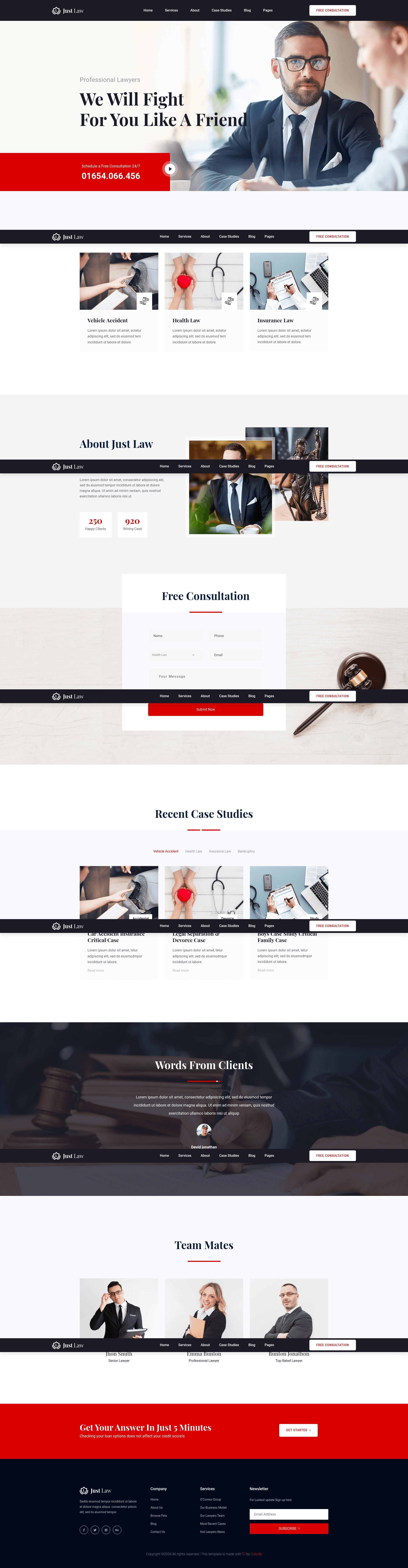 screenshot of JustLaw – Free Bootstrap 4 HTML5 Law Firm Website Template on template0.com