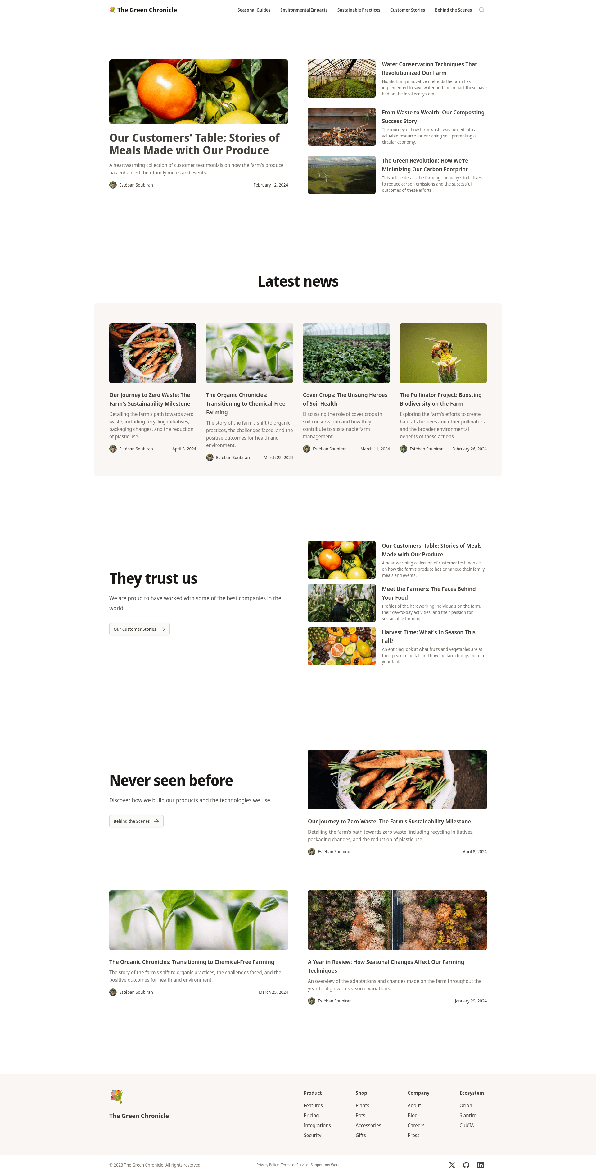 screenshot of The Green Chronicle on template0.com