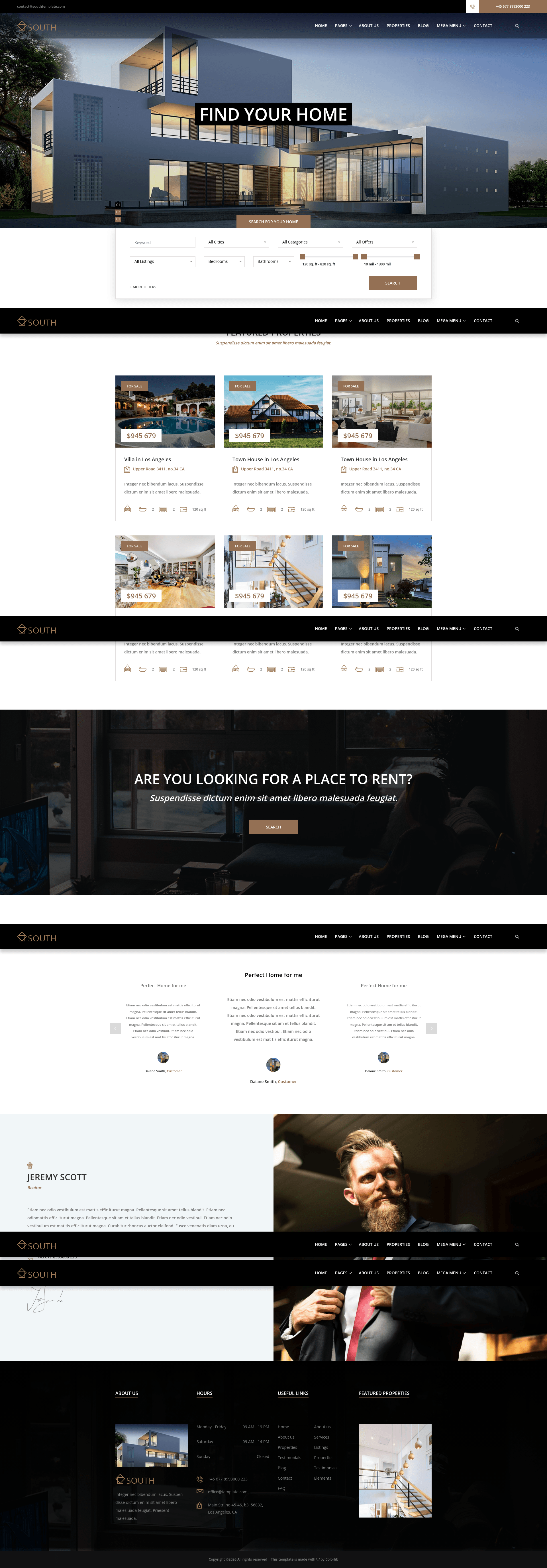 screenshot of South – Free Real Estate Website Template on template0.com