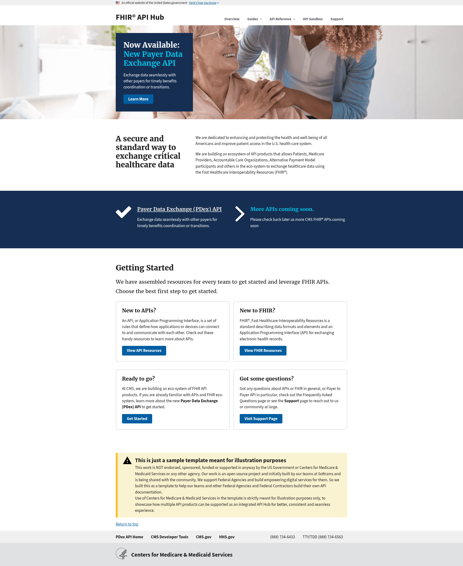 screenshot of USWDS Gatsby API Docs Starter on template0.com