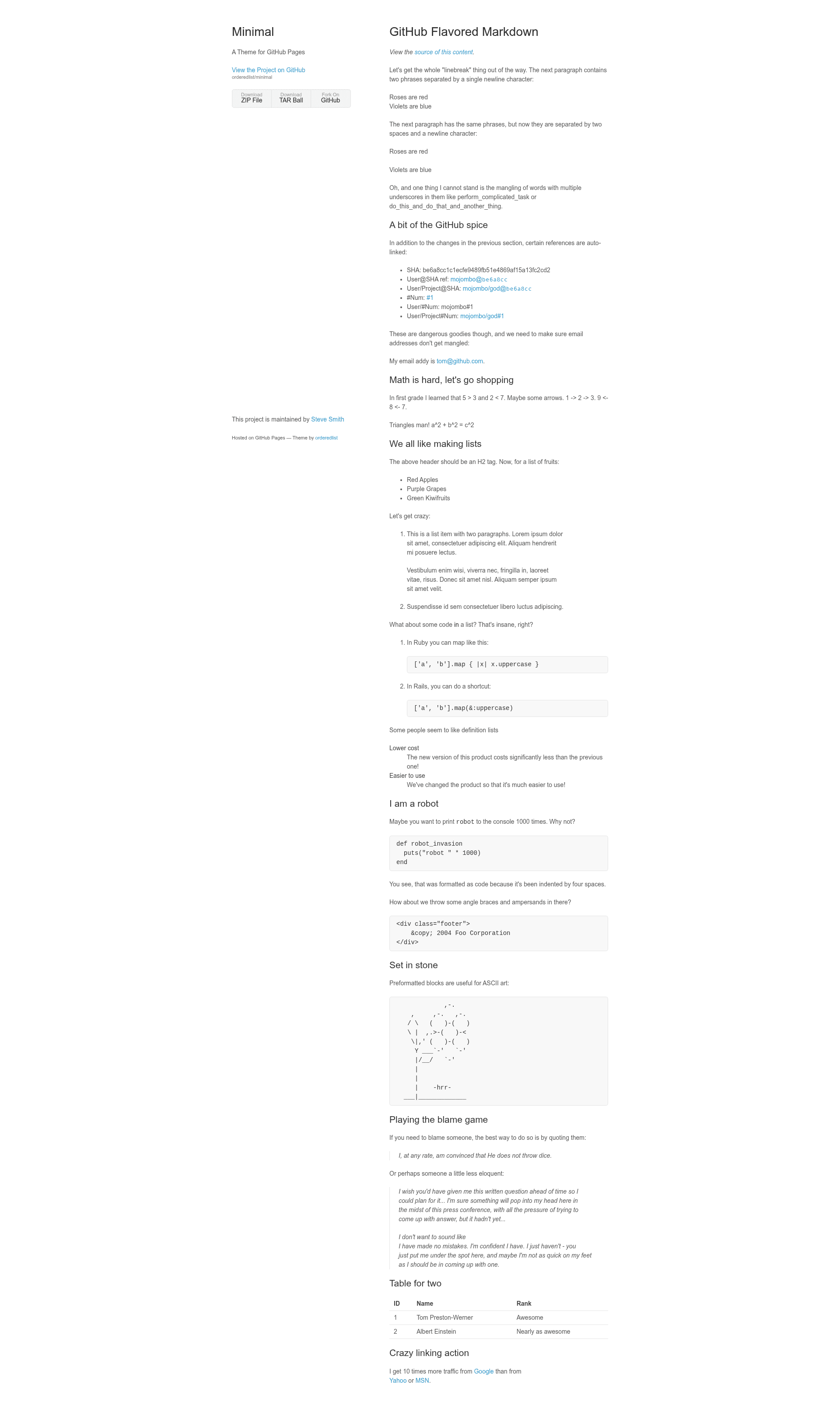 screenshot of Minimal on template0.com