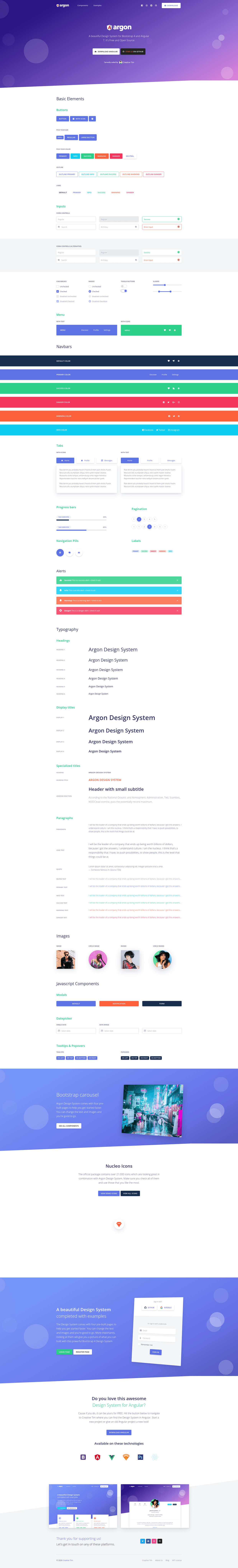 screenshot of Argon Design System Angular on template0.com