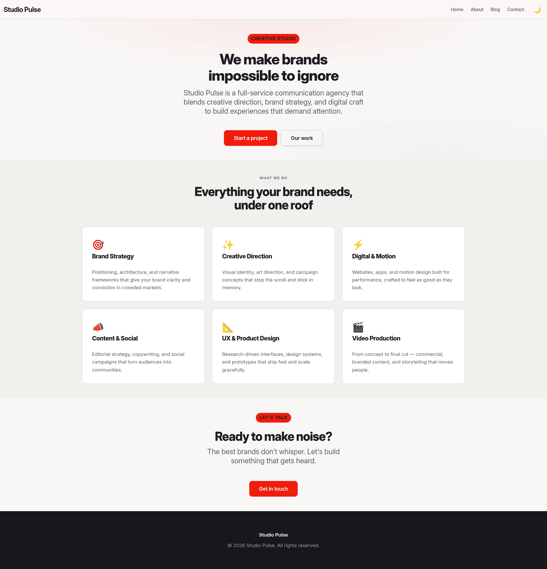 screenshot of Studio Pulse on template0.com