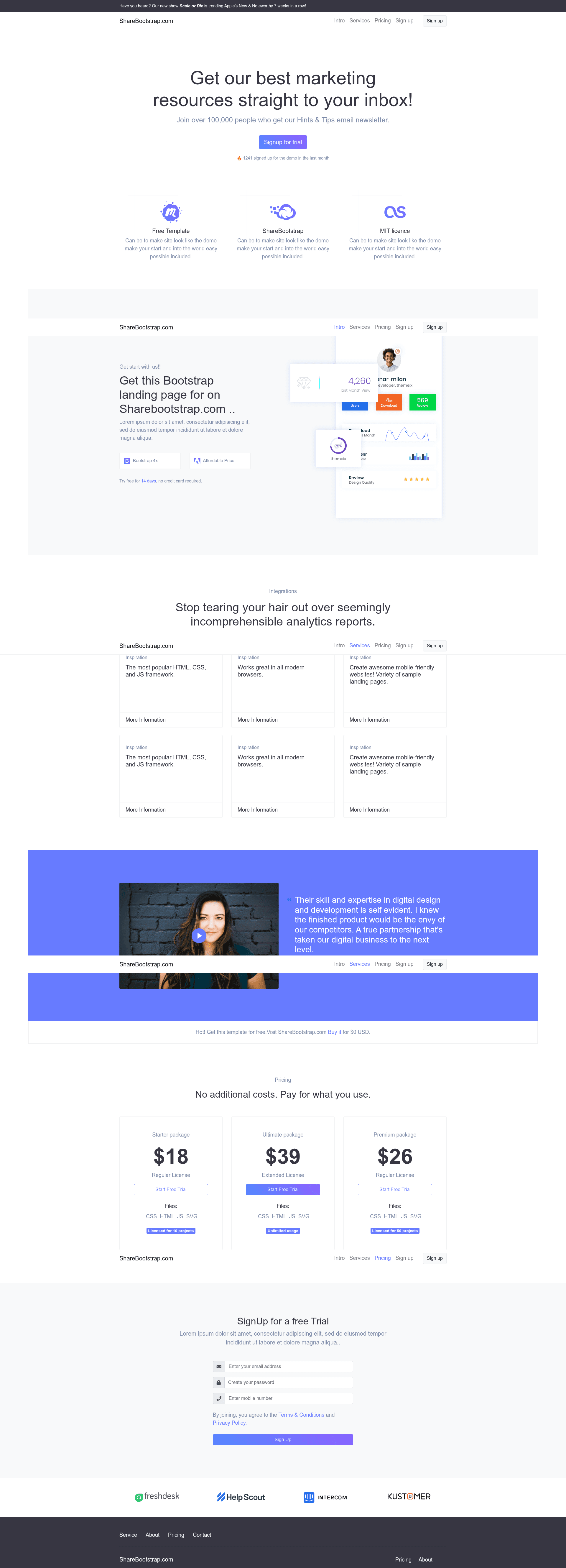 screenshot of Lander on template0.com