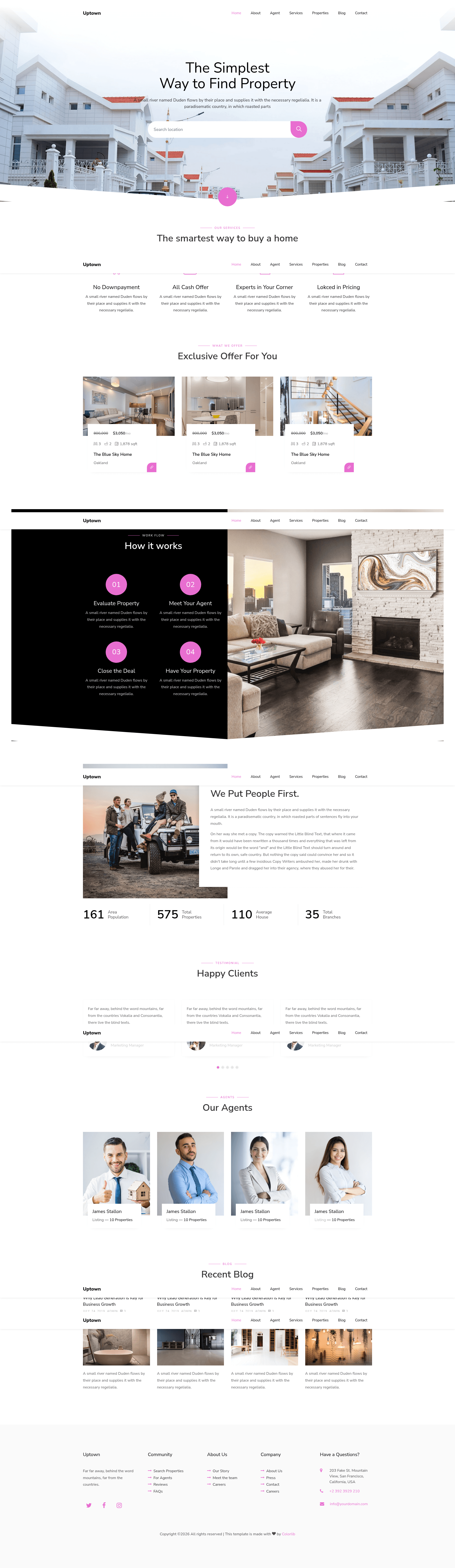 screenshot of Uptown – Free Bootstrap 4 Real Estate Website Template on template0.com