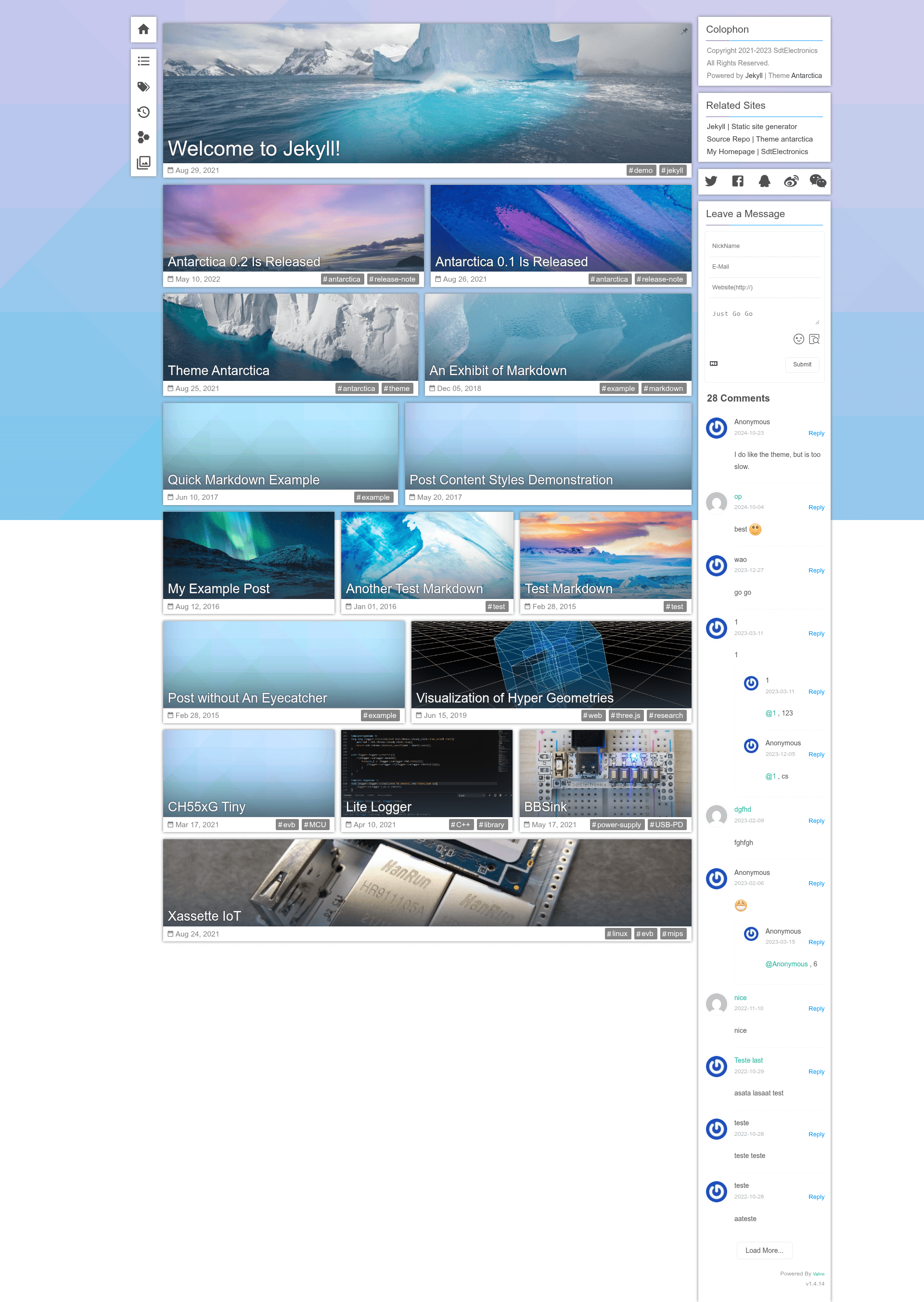 screenshot of Antarctica on template0.com