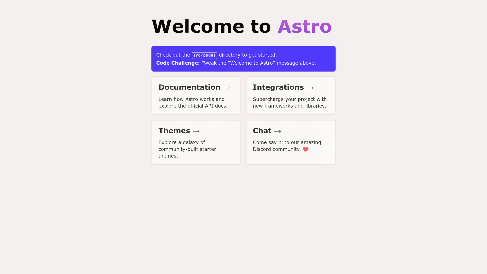 screenshot of Astro Boilerplate on template0.com