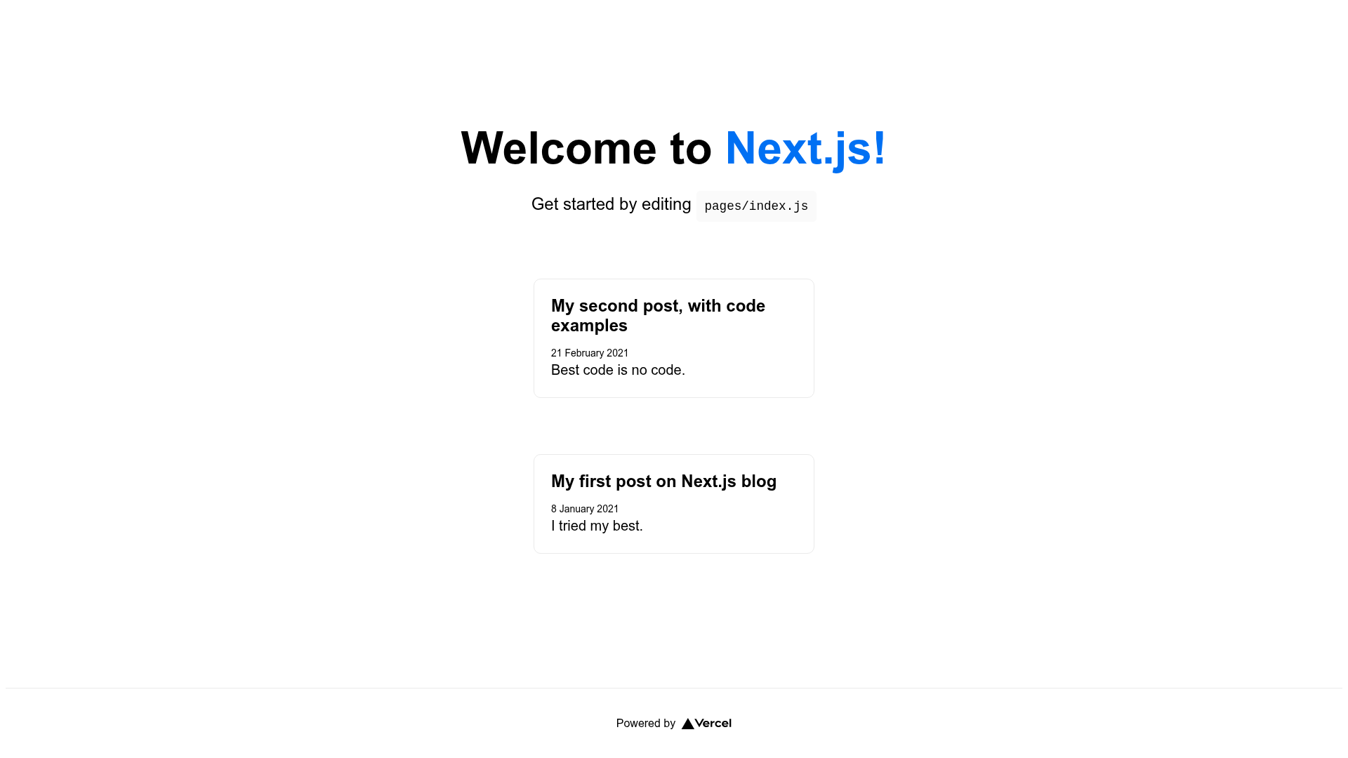 screenshot of Next.js Blog Starter on template0.com